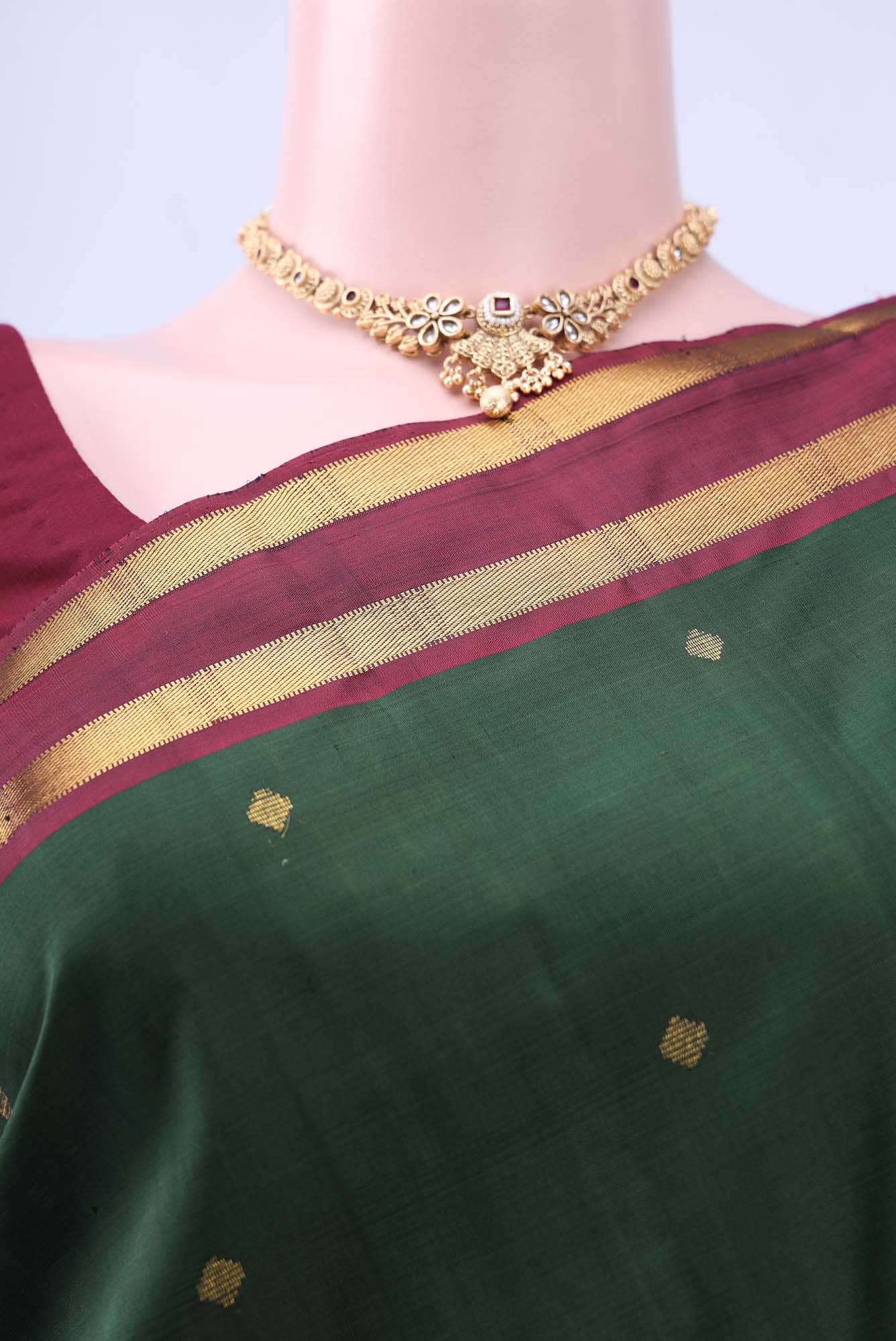Bottle Green Kanchipuram Saree