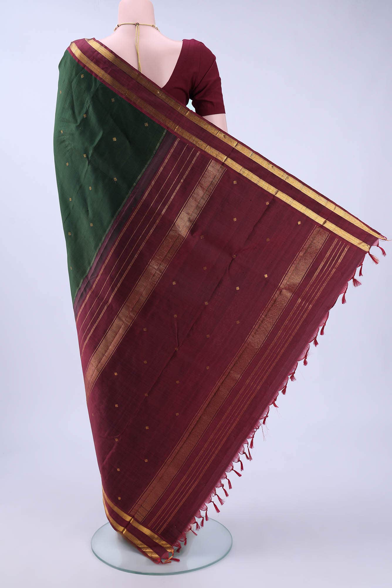 Bottle Green Kanchipuram Saree