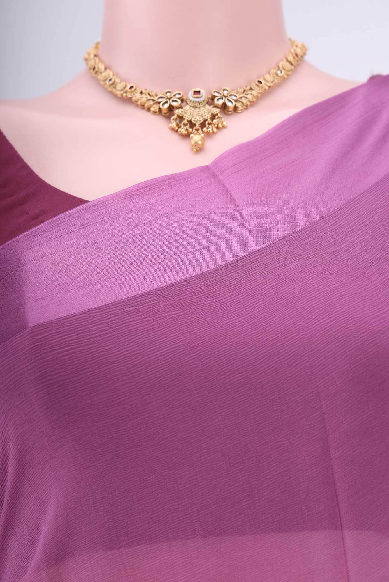 Dark Mauve Dual Tone Mysore Chiffon Saree