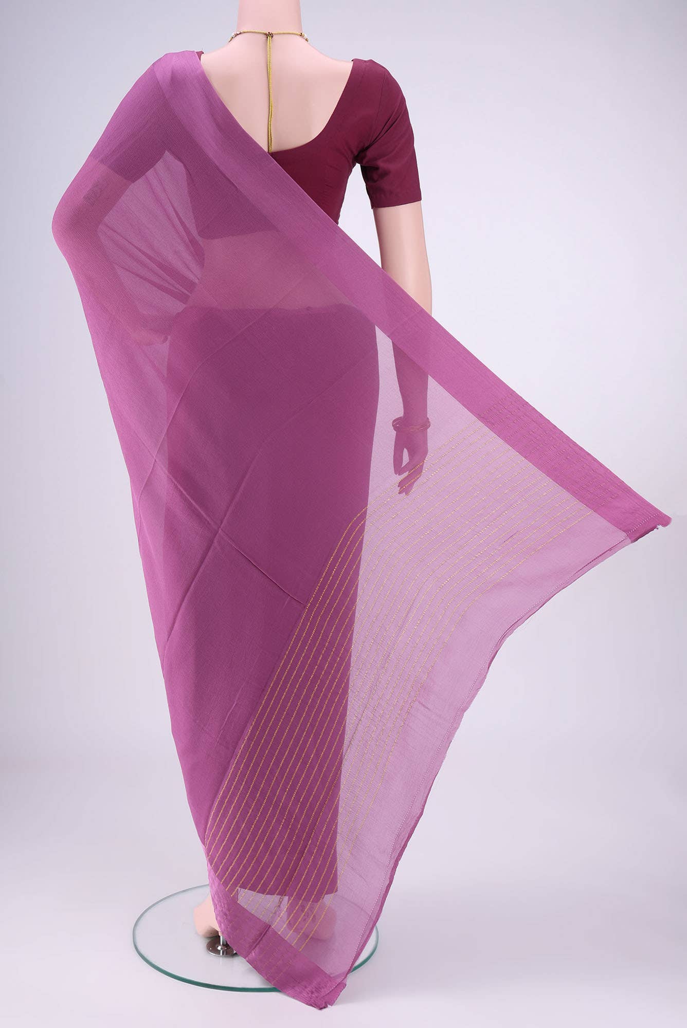 Dark Mauve Dual Tone Mysore Chiffon Saree