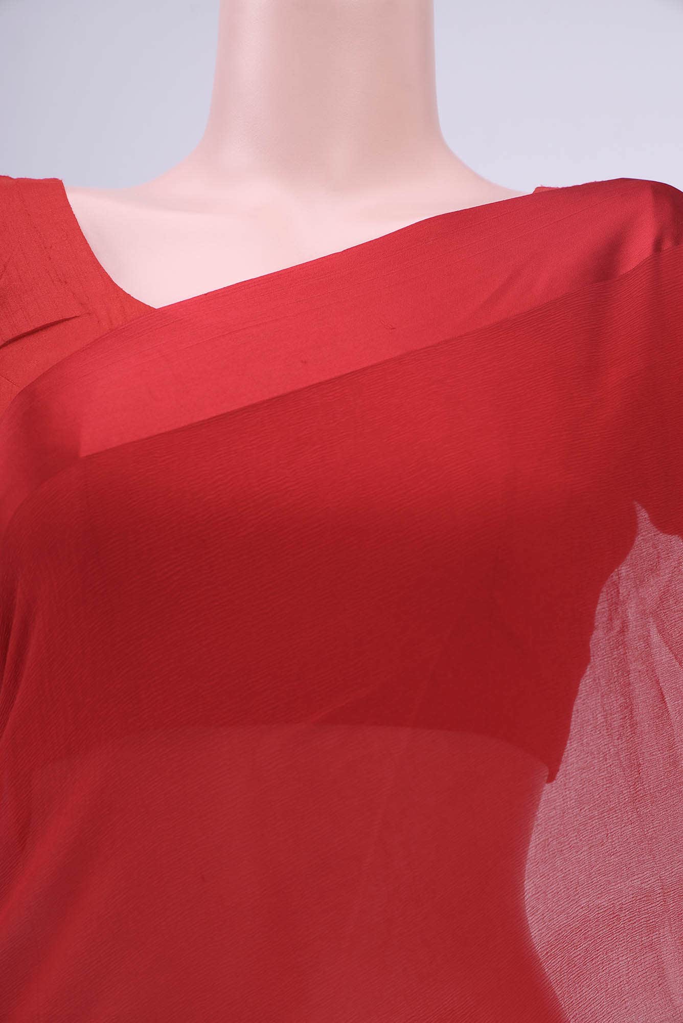 Deep Red Dual Tone Mysore Chiffon Saree