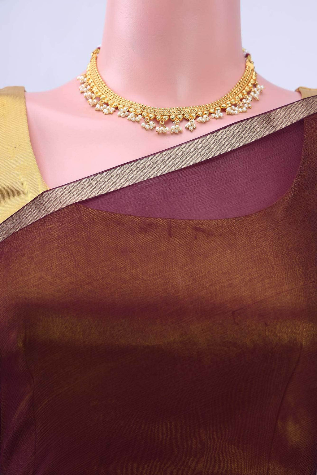 Brown Chanderi Silk Cotton Saree