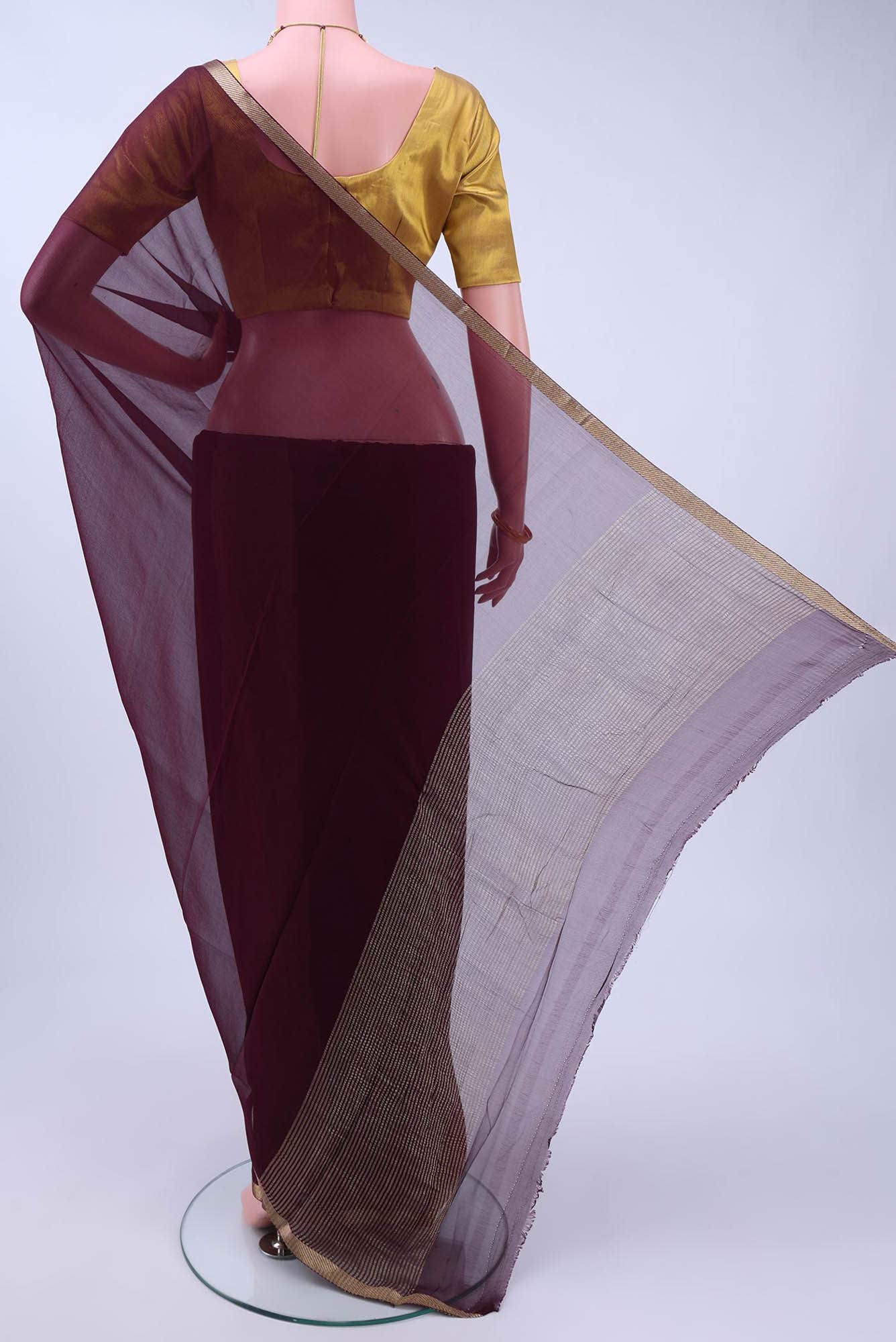 Brown Chanderi Silk Cotton Saree