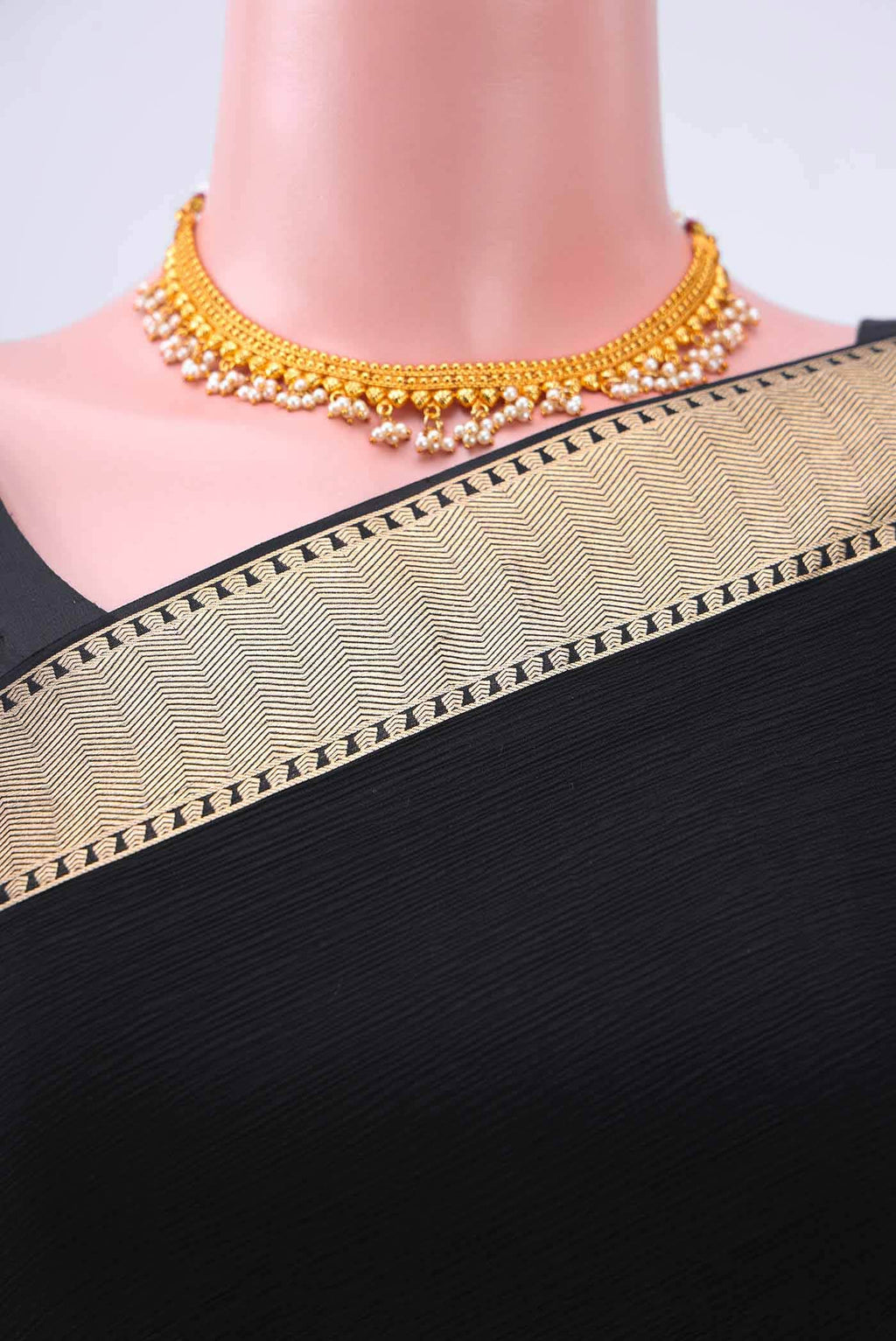 Black Mysore Chiffon Saree