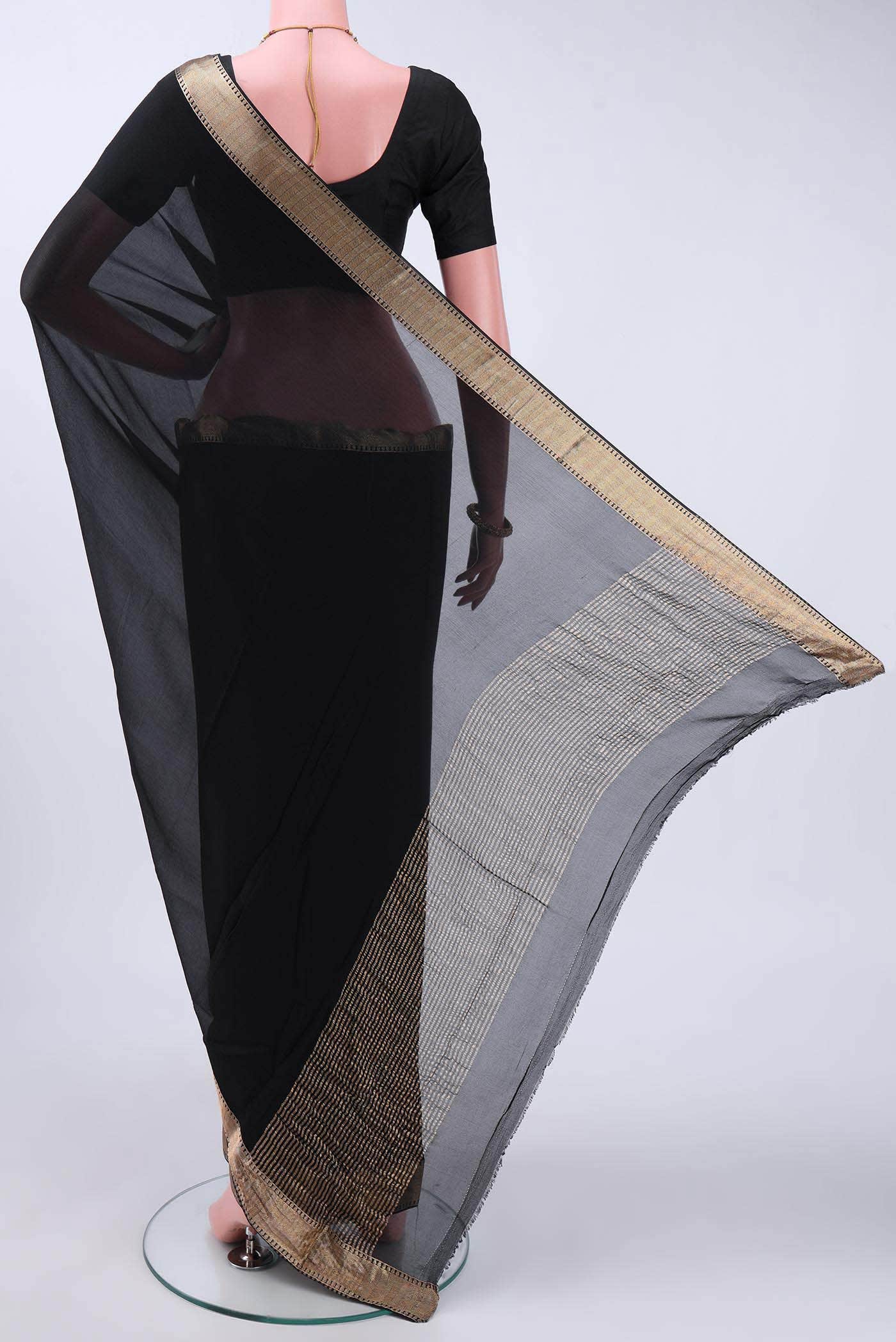 Black Mysore Chiffon Saree