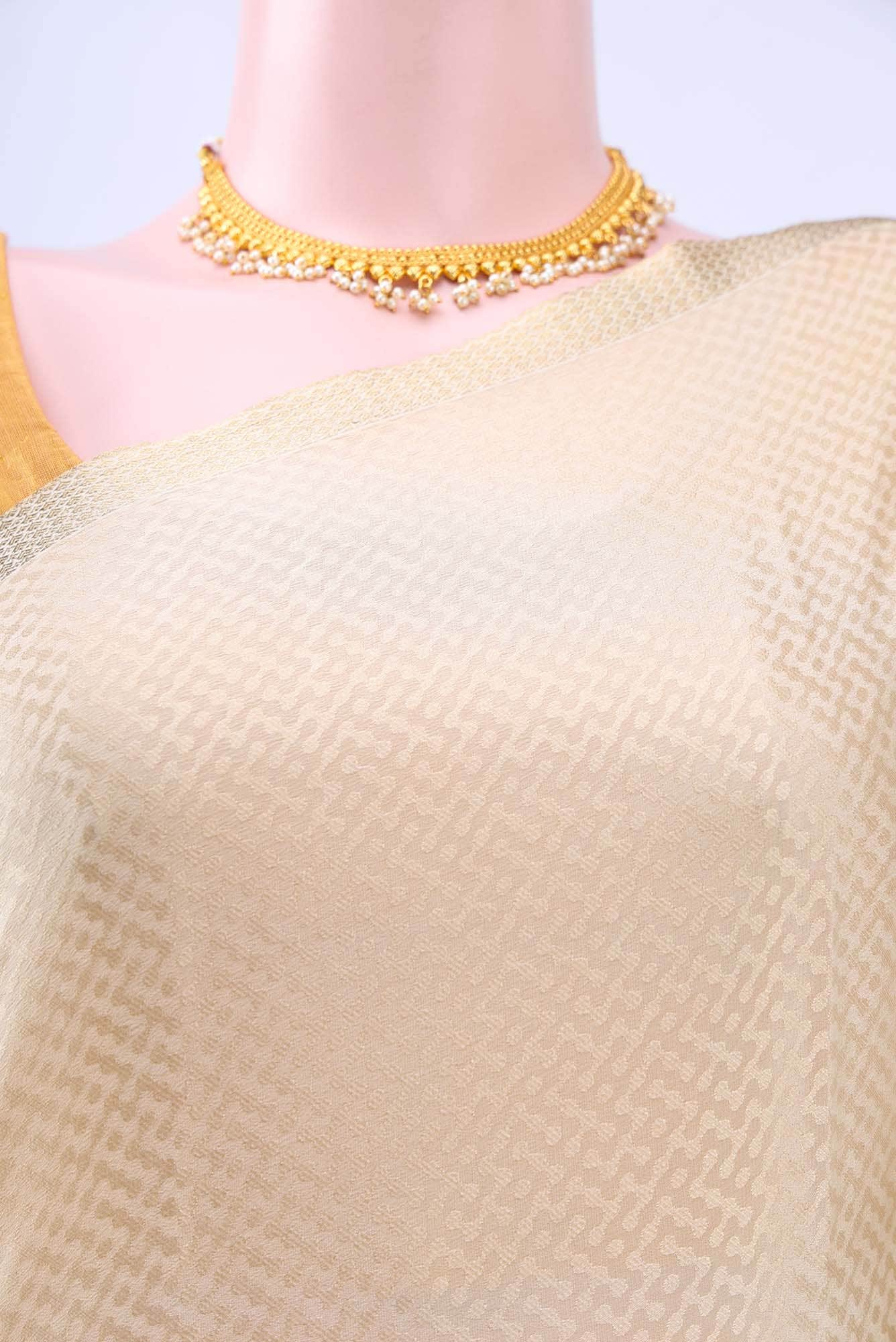 Beige Mysore Crepe Saree