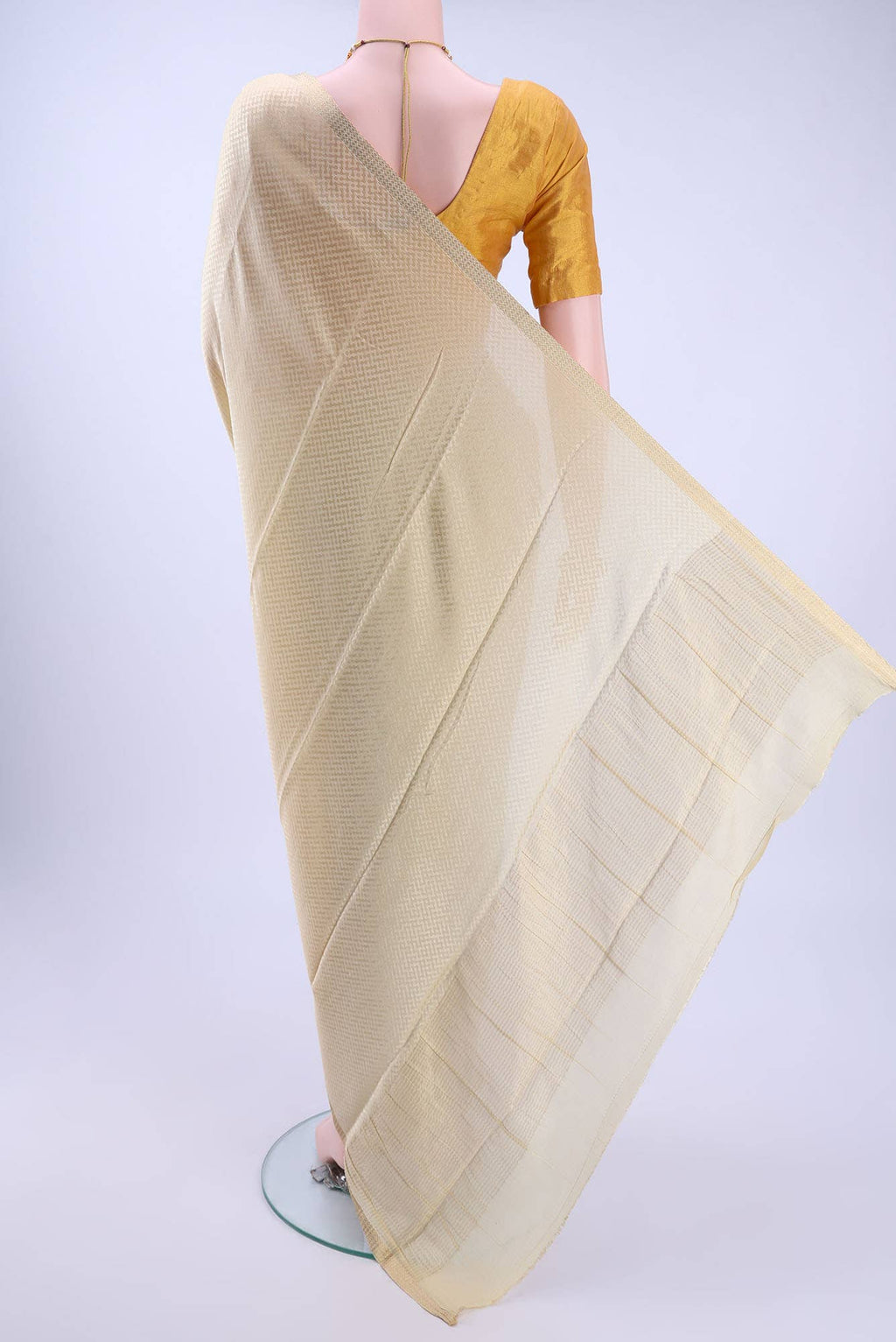 Beige Mysore Crepe Saree
