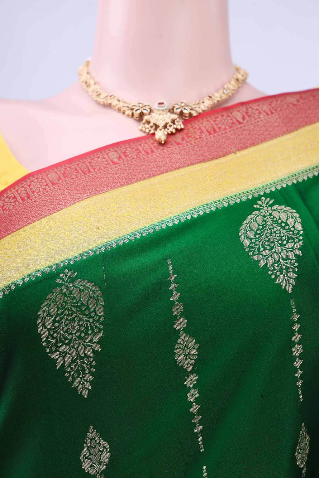 Bottle Green Crepe Saree
