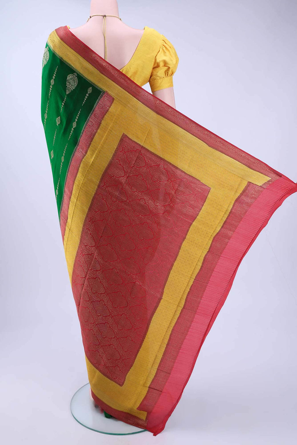 Bottle Green Crepe Saree