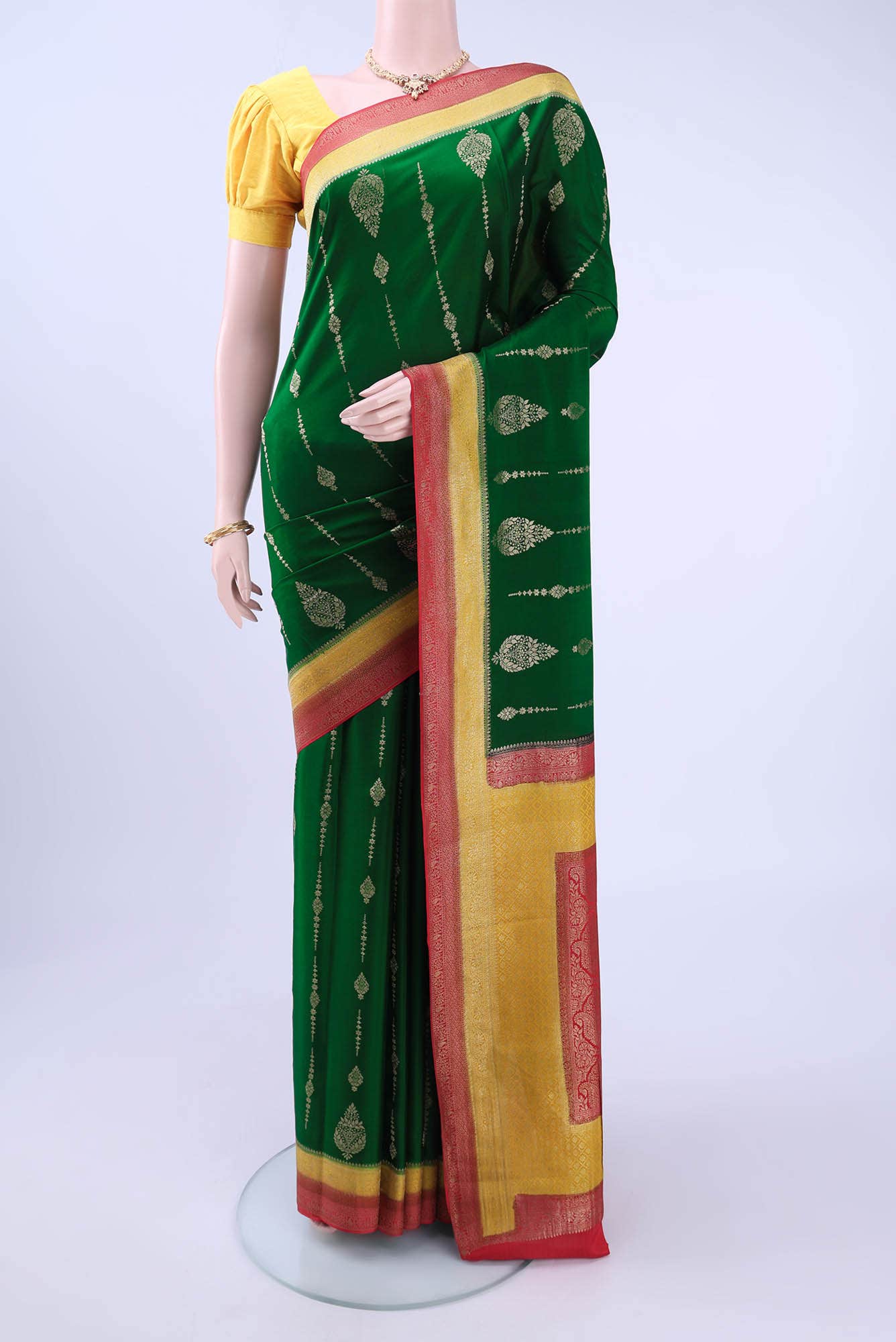Bottle Green Crepe Saree