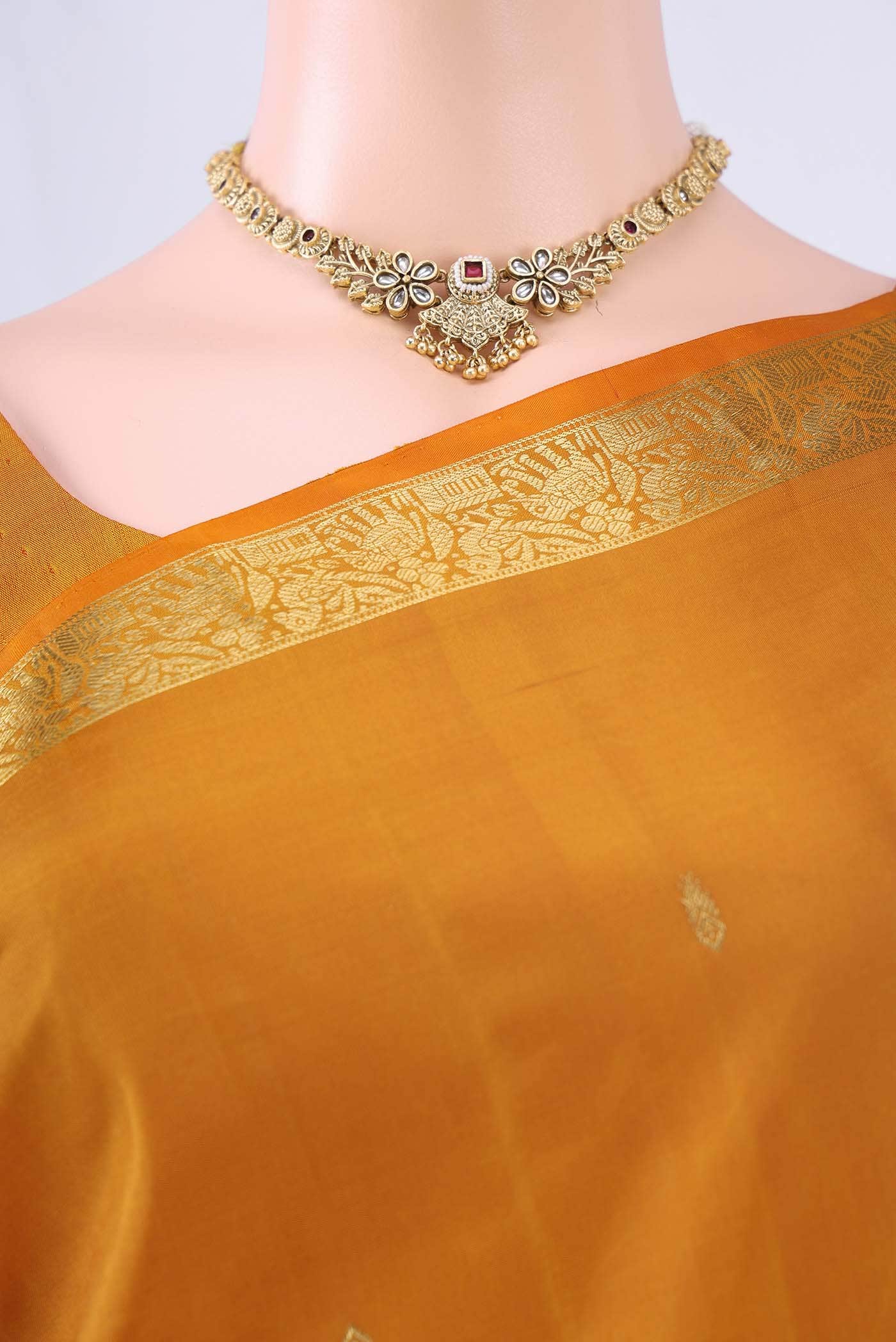 Cinnamon Kanchipuram Silk Saree