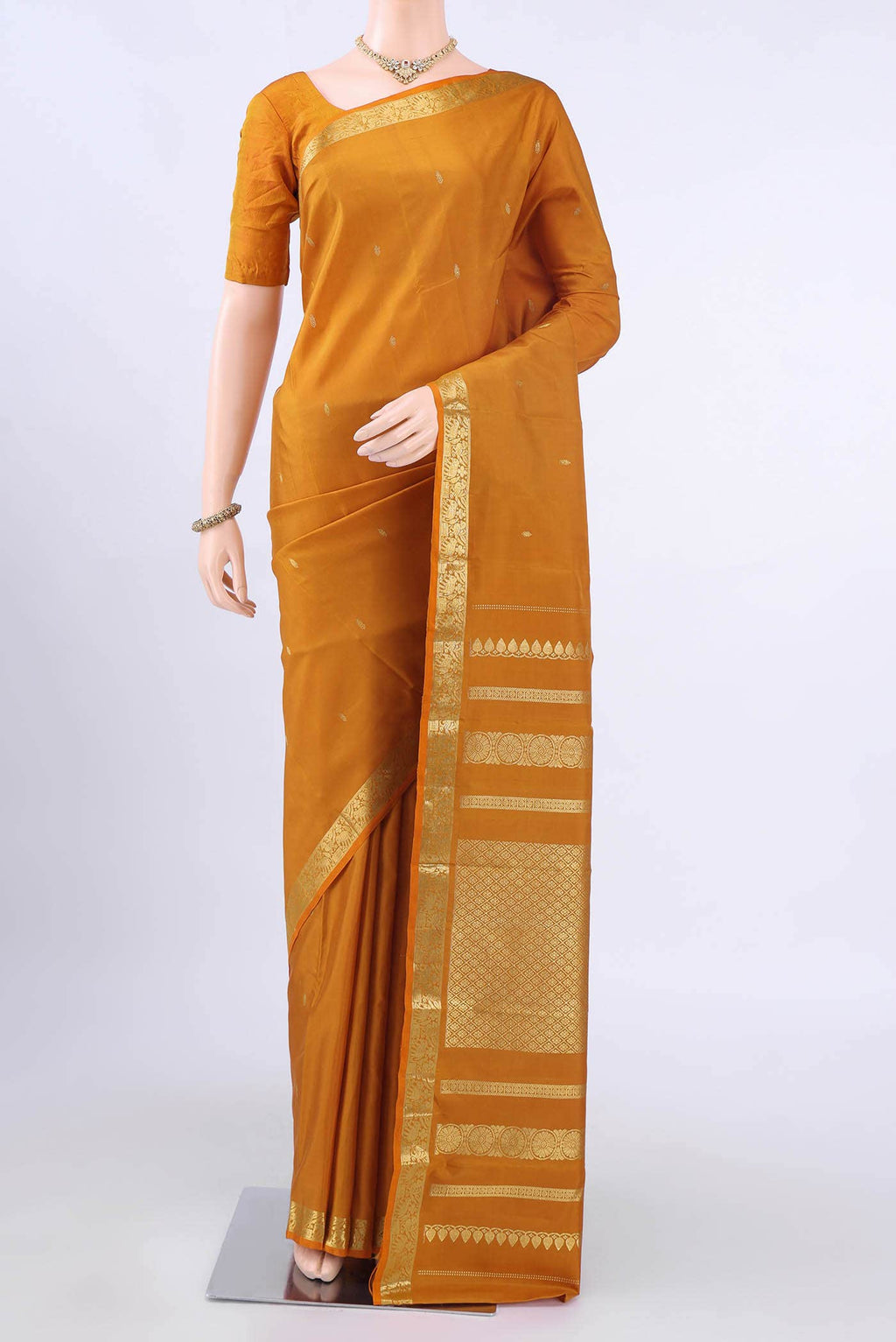 Cinnamon Kanchipuram Silk Saree