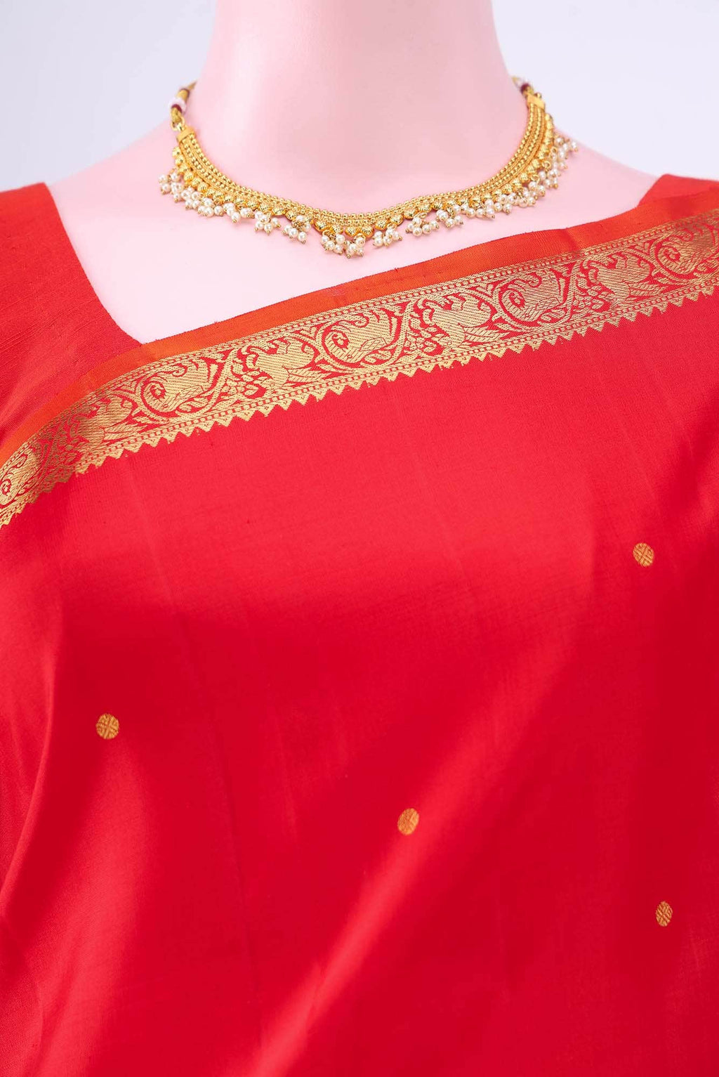 Deep Red Kanchipuram Silk Saree