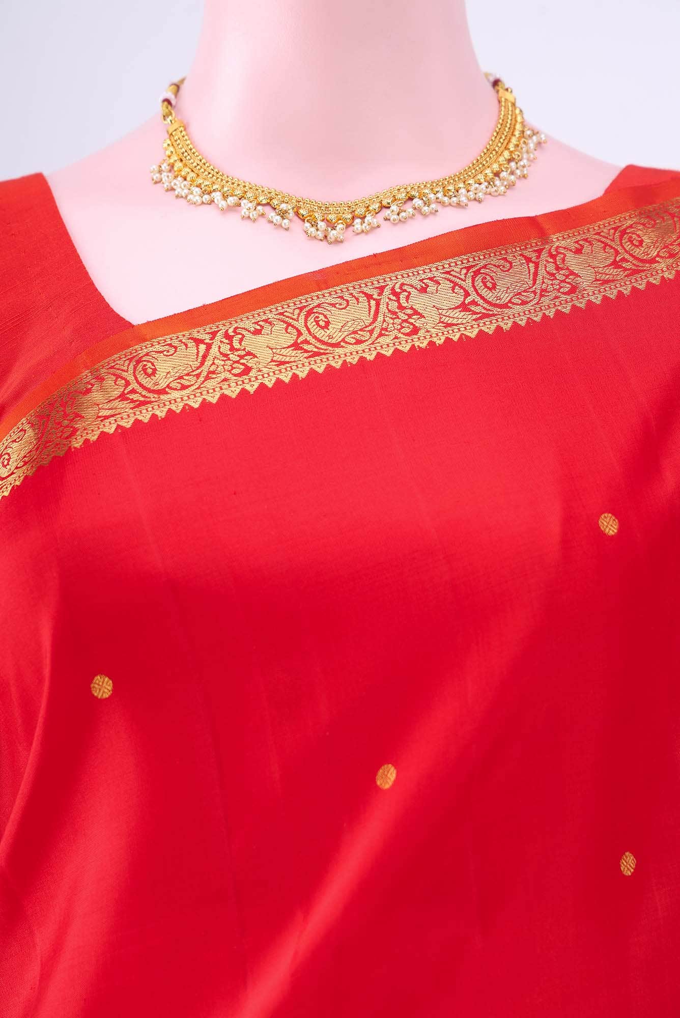 Deep Red Kanchipuram Silk Saree