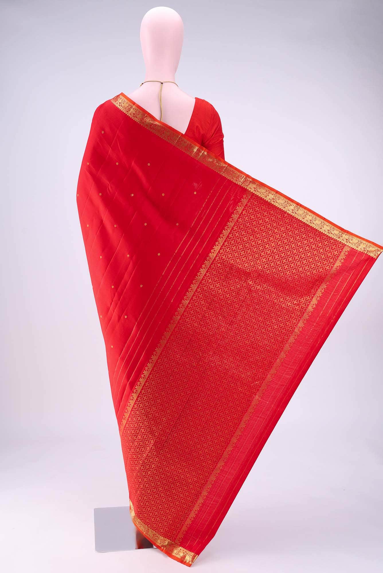 Deep Red Kanchipuram Silk Saree