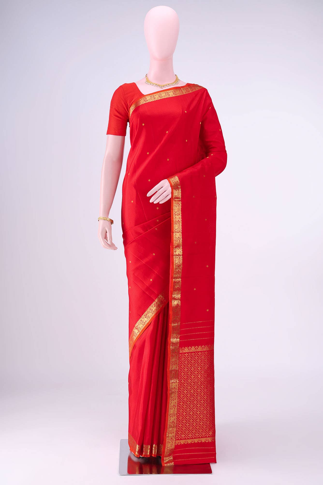 Deep Red Kanchipuram Silk Saree