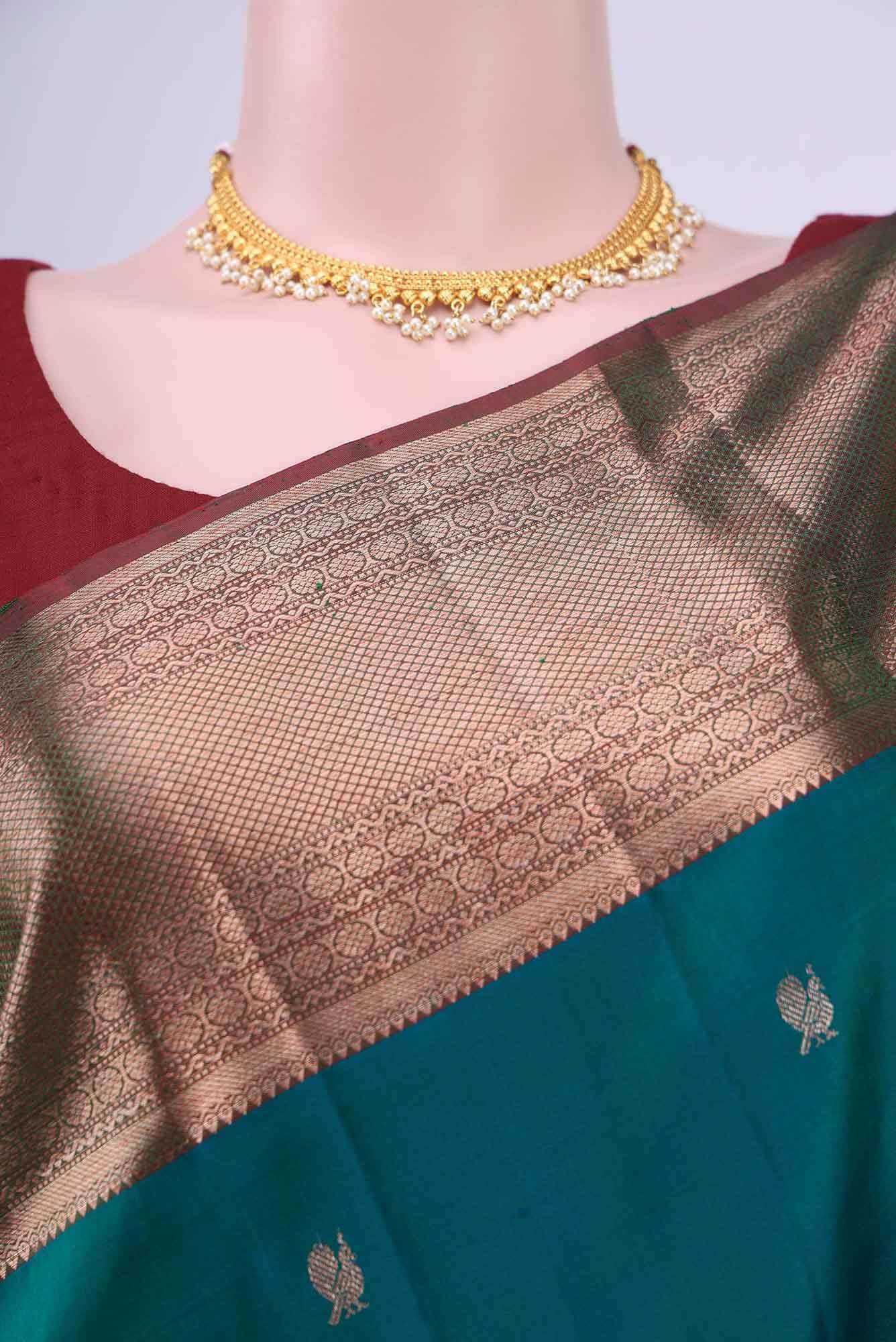 Bottle Green Kanchipuram Saree