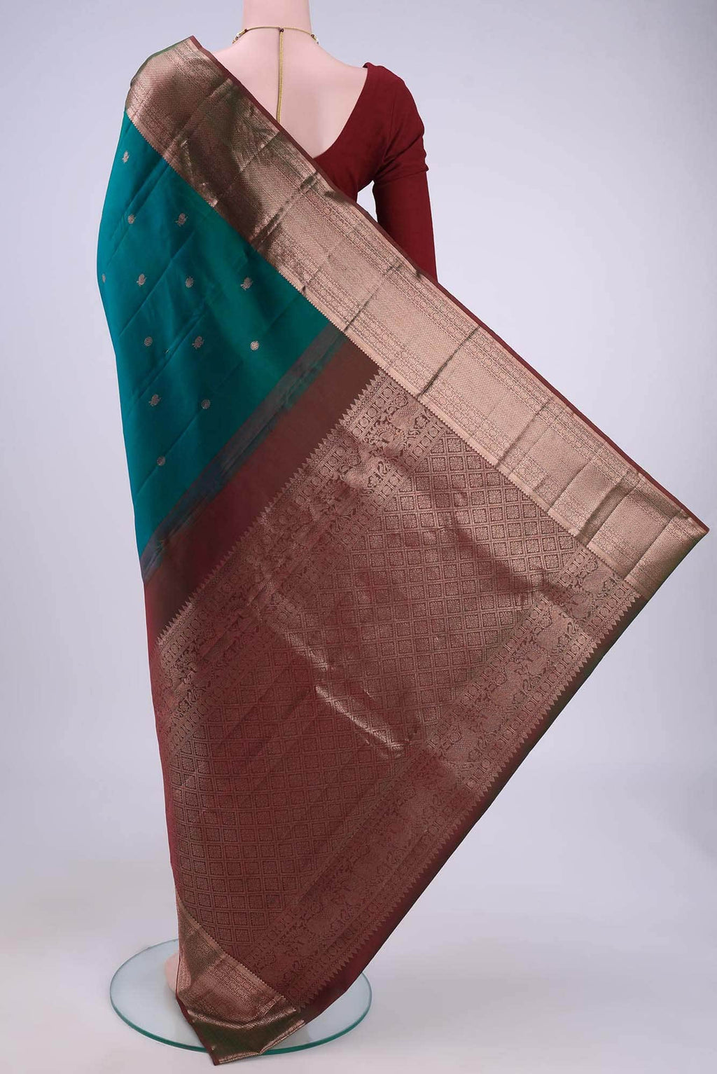 Bottle Green Kanchipuram Saree
