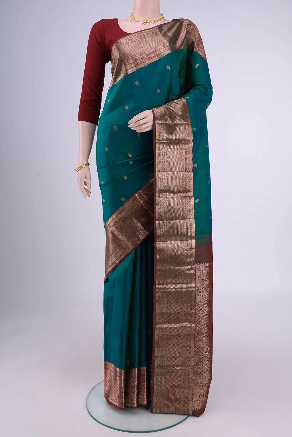 Bottle Green Kanchipuram Saree