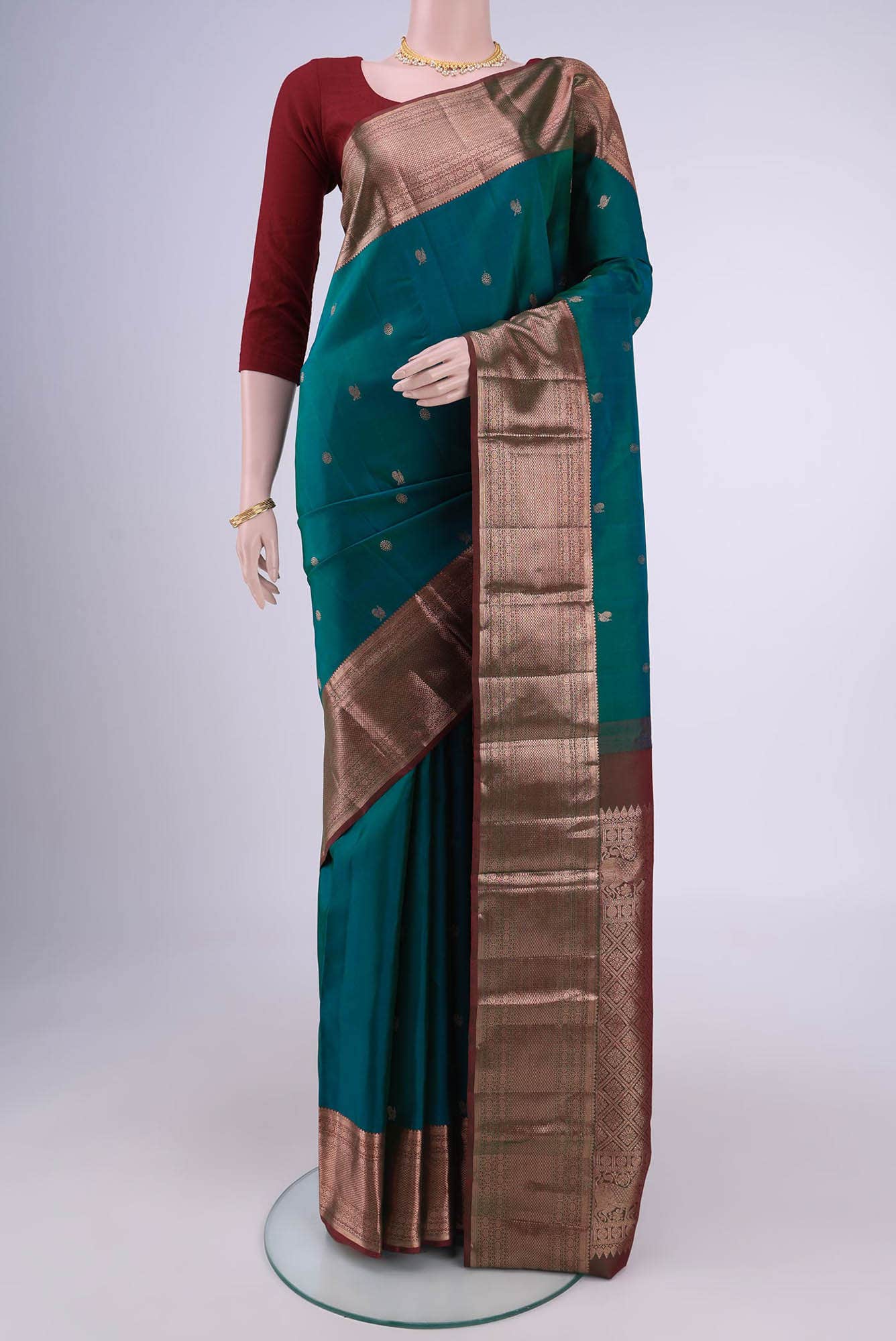 Bottle Green Kanchipuram Saree