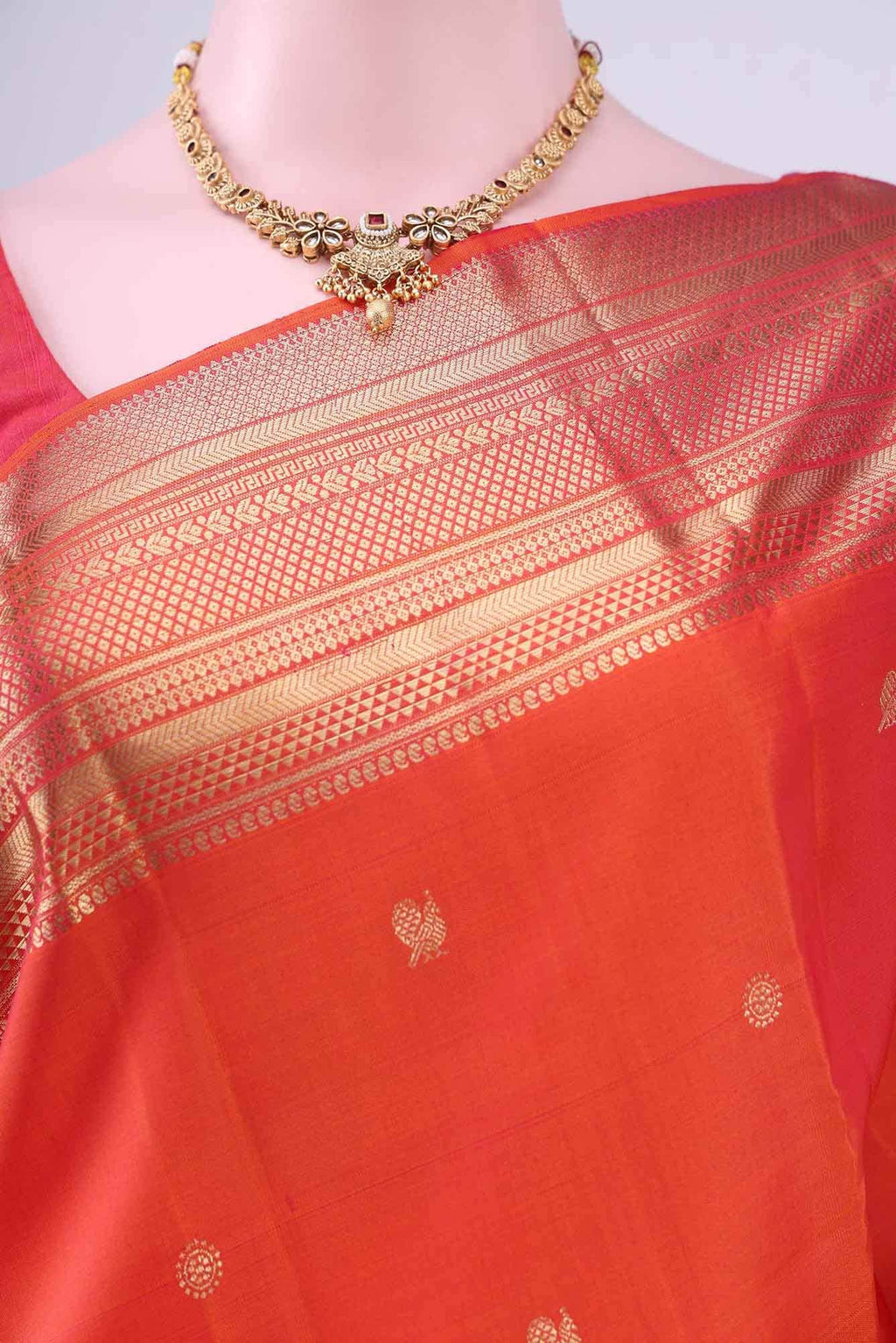 Brick Orange Kanchipuram Saree
