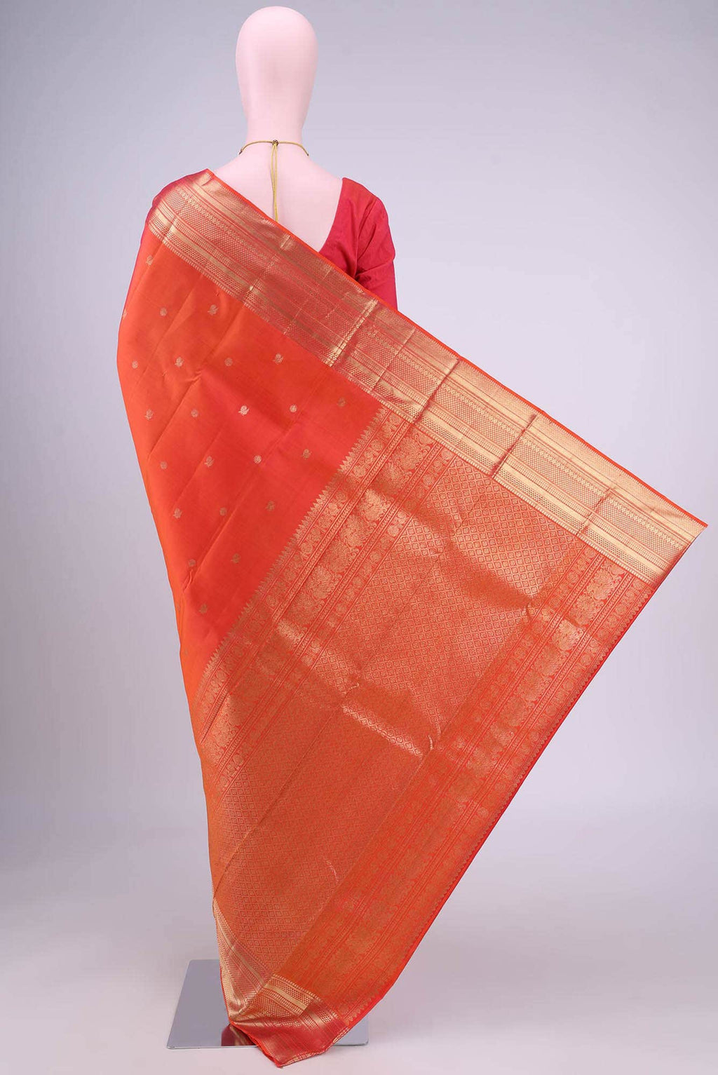 Brick Orange Kanchipuram Saree