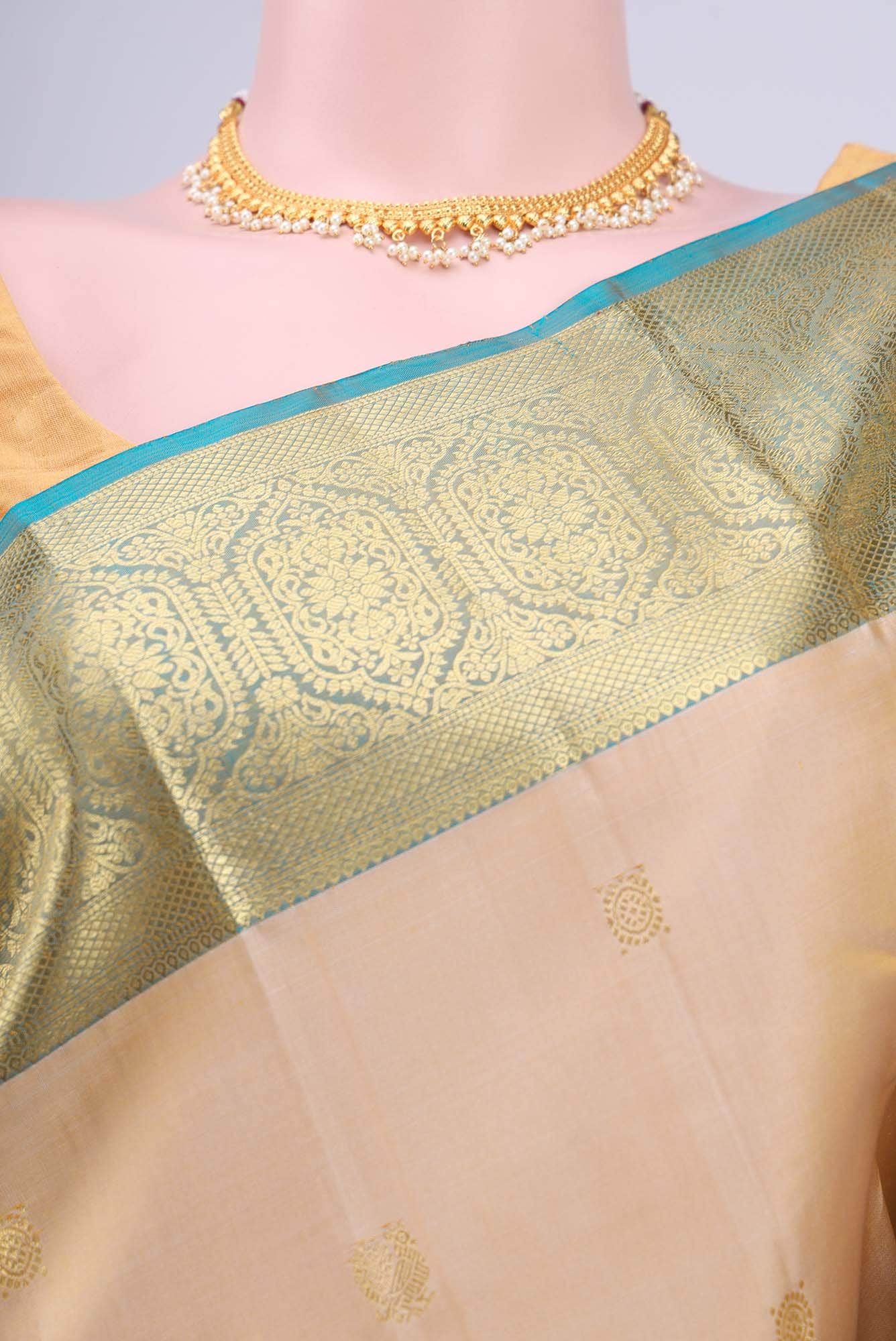 Beige Kanchipuram Saree