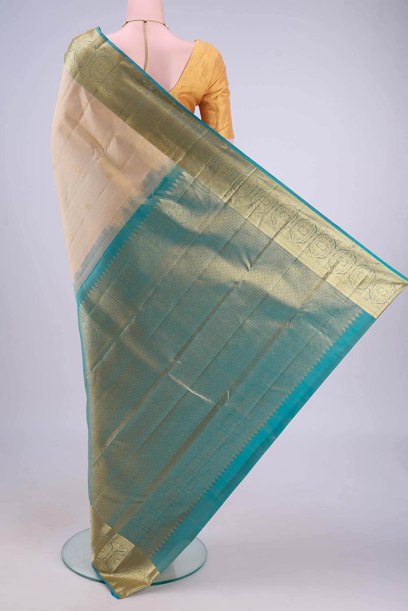 Beige Kanchipuram Saree
