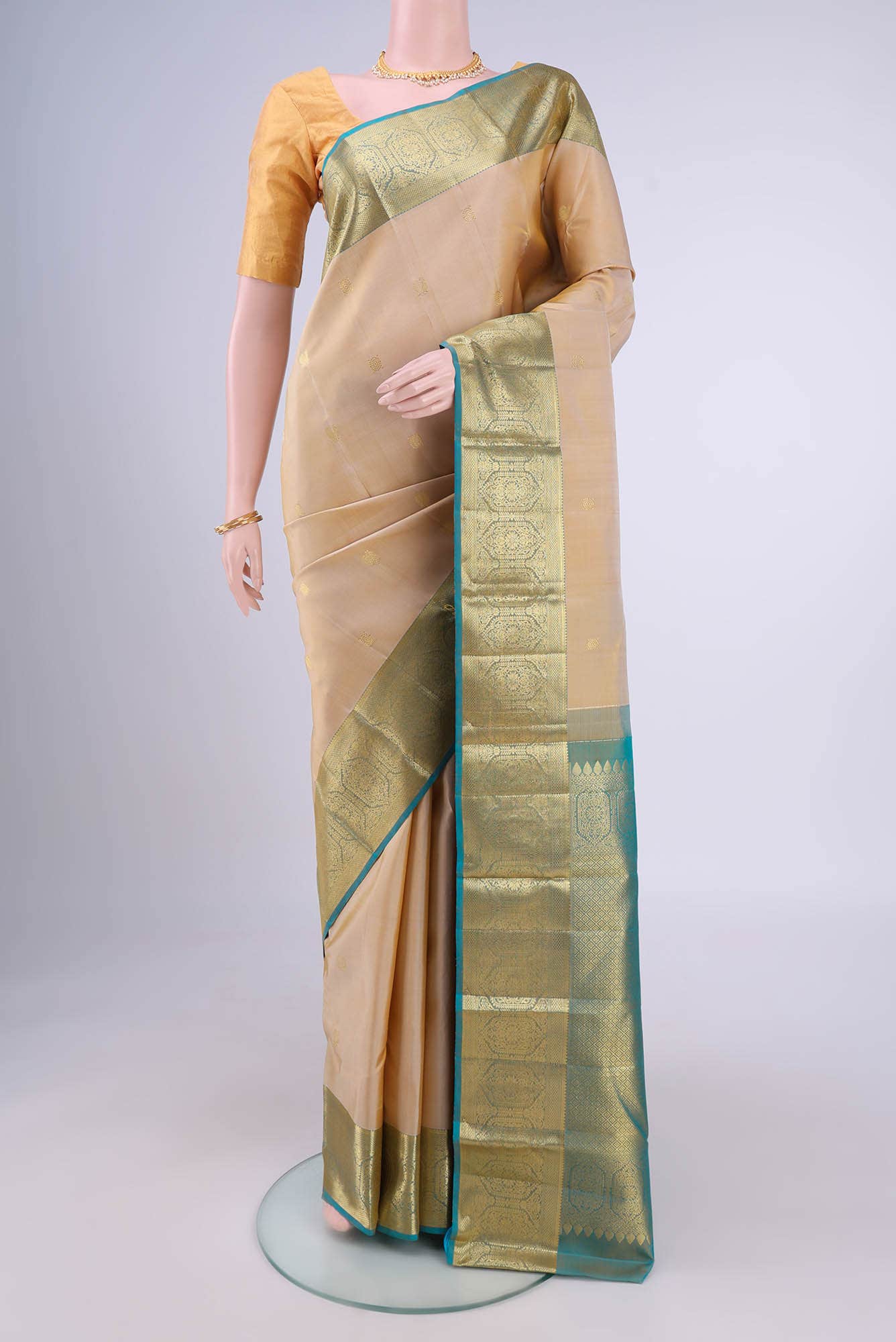 Beige Kanchipuram Saree