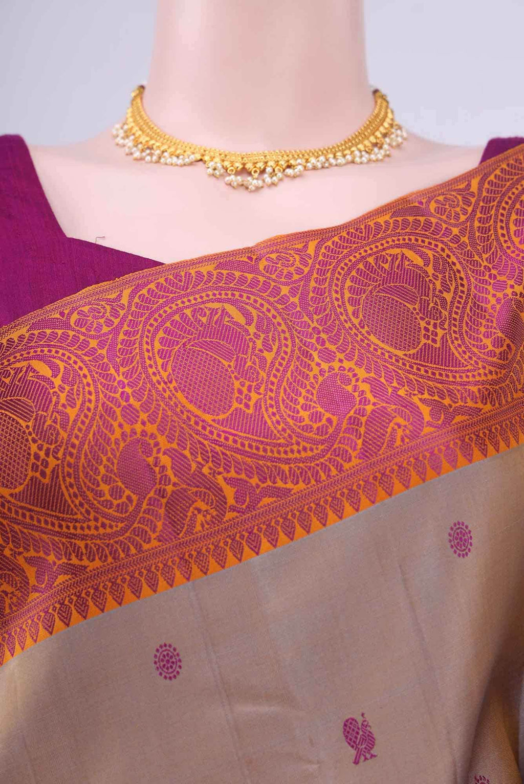Beige Kanchipuram Saree