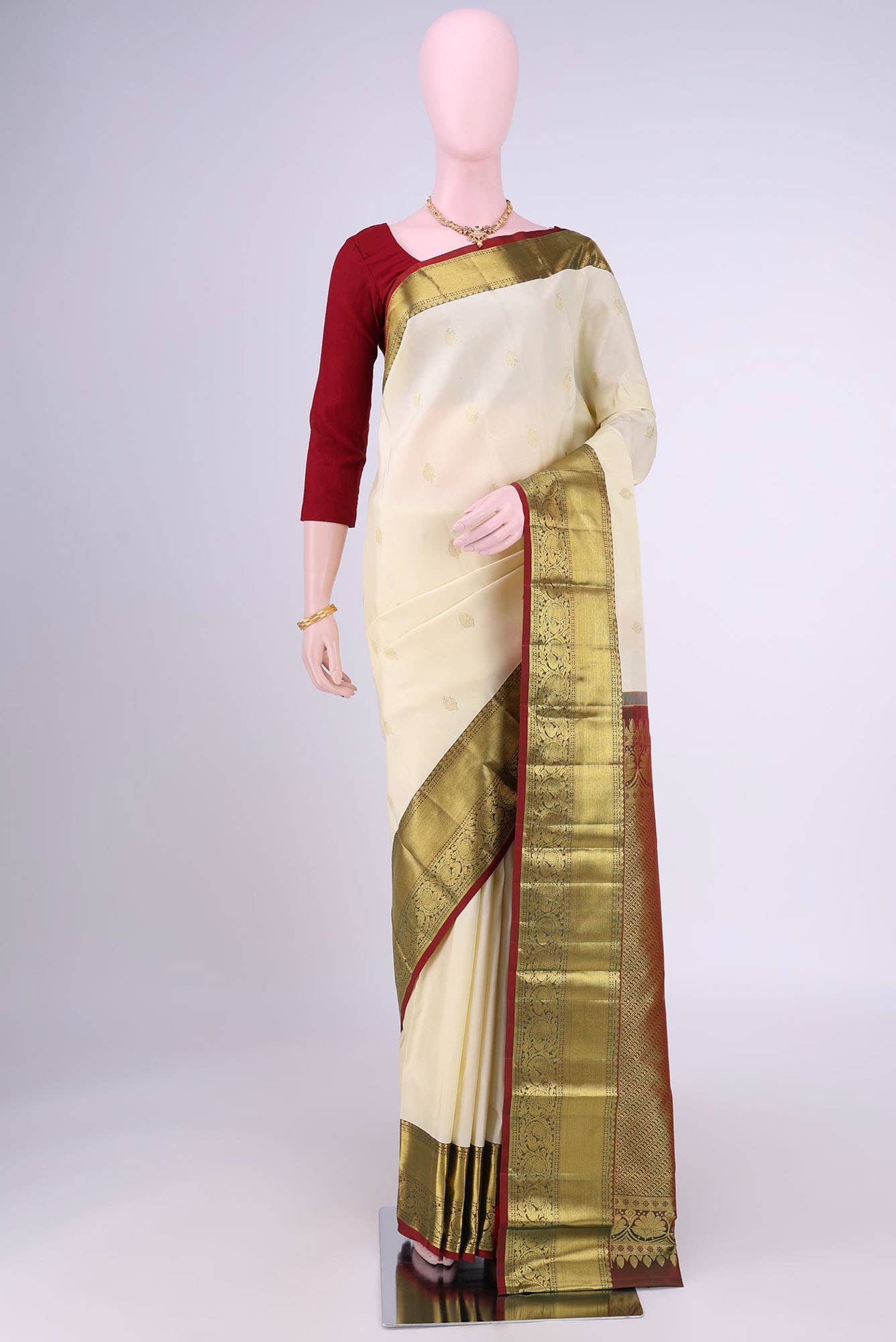 Off White Kanchipuram Saree