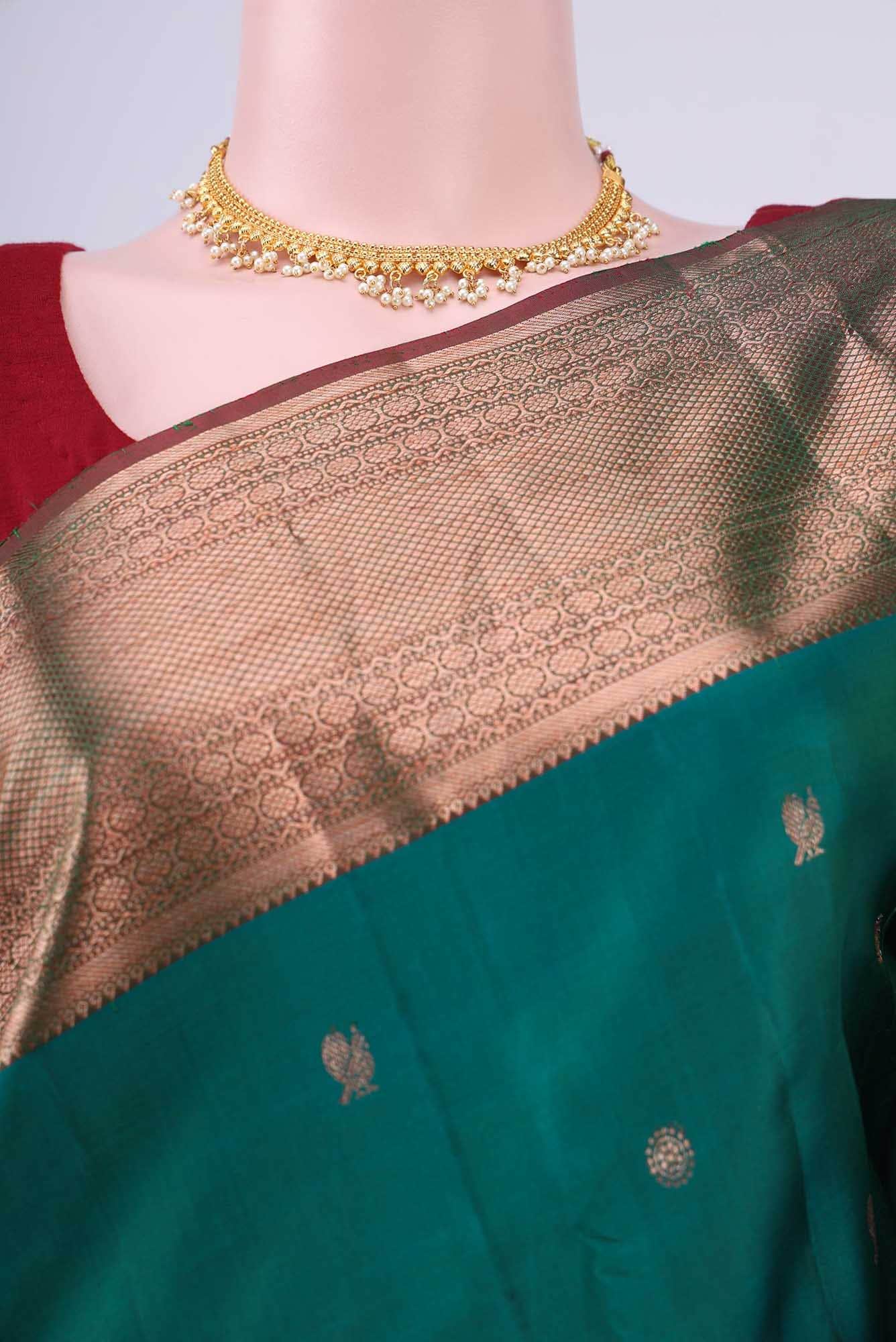 Bottle Green Kanchipuram Saree