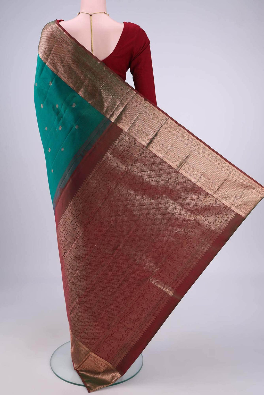 Bottle Green Kanchipuram Saree