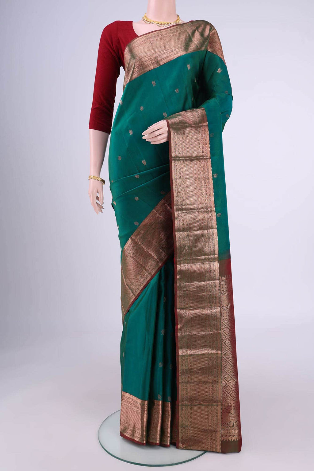 Bottle Green Kanchipuram Saree