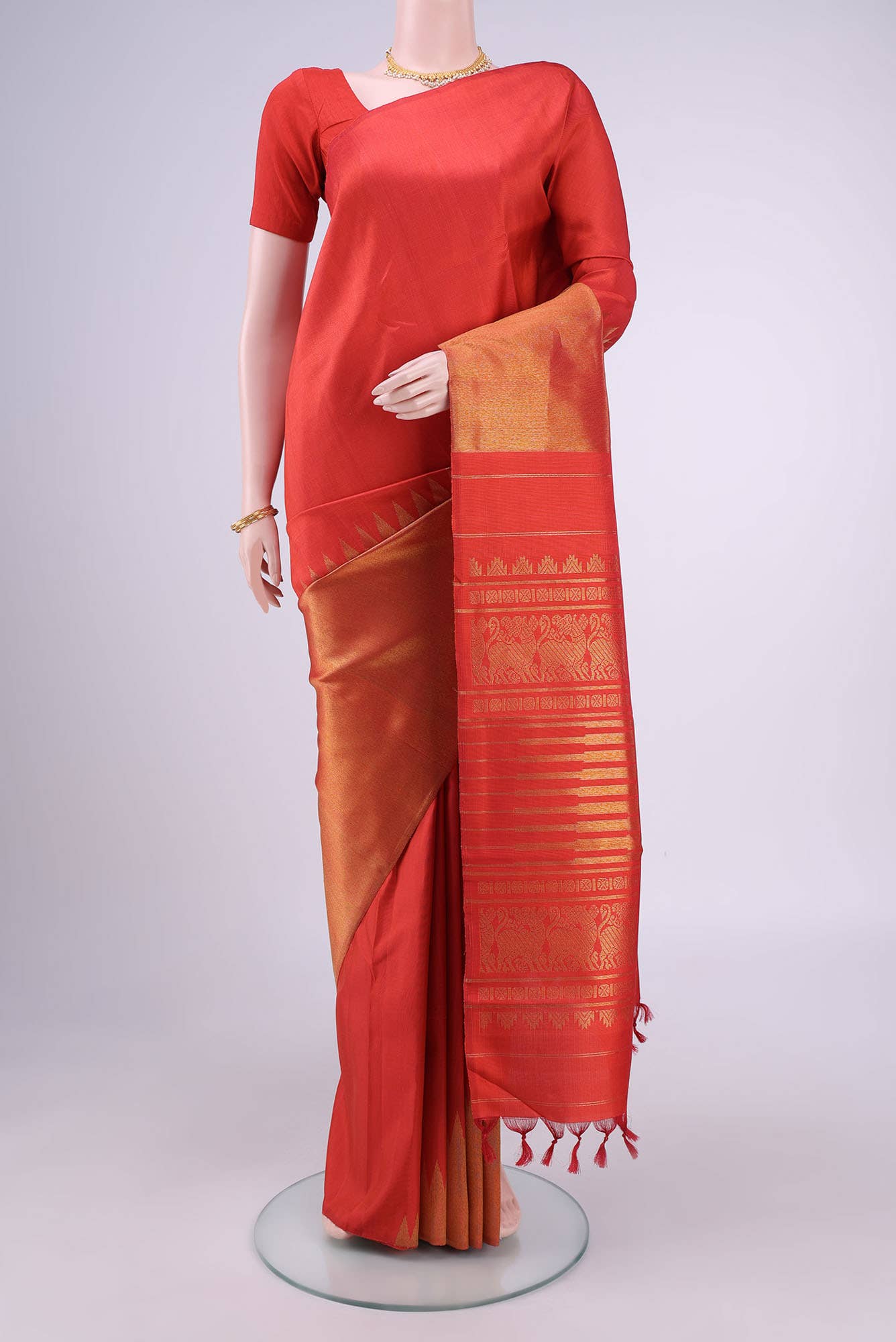 Pure Silk Pure Zari Red Kanchipuram Saree