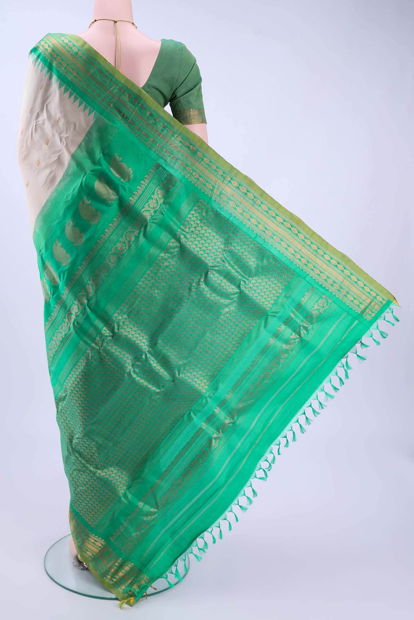 Beige Gadwal Silk Saree