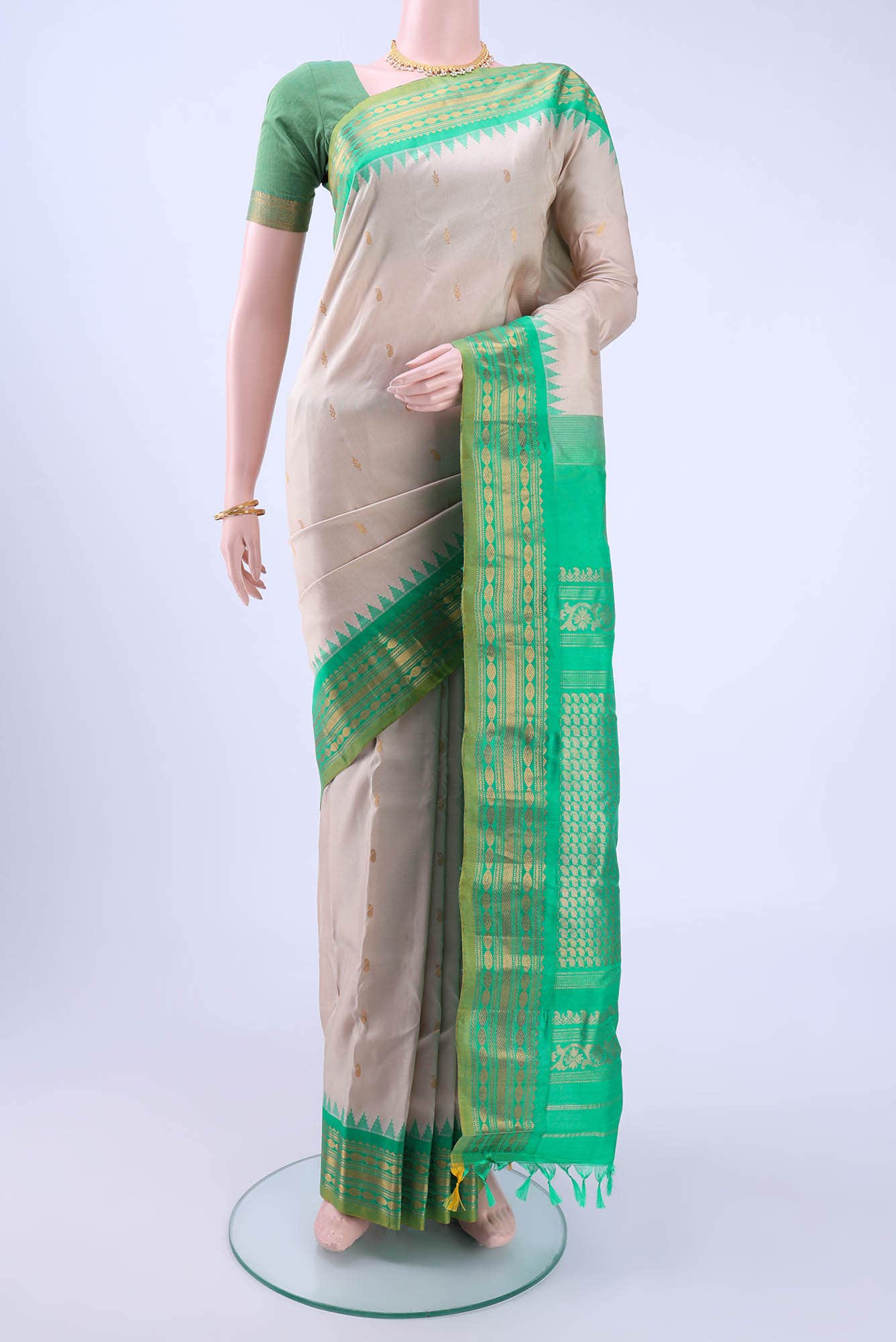 Beige Gadwal Silk Saree