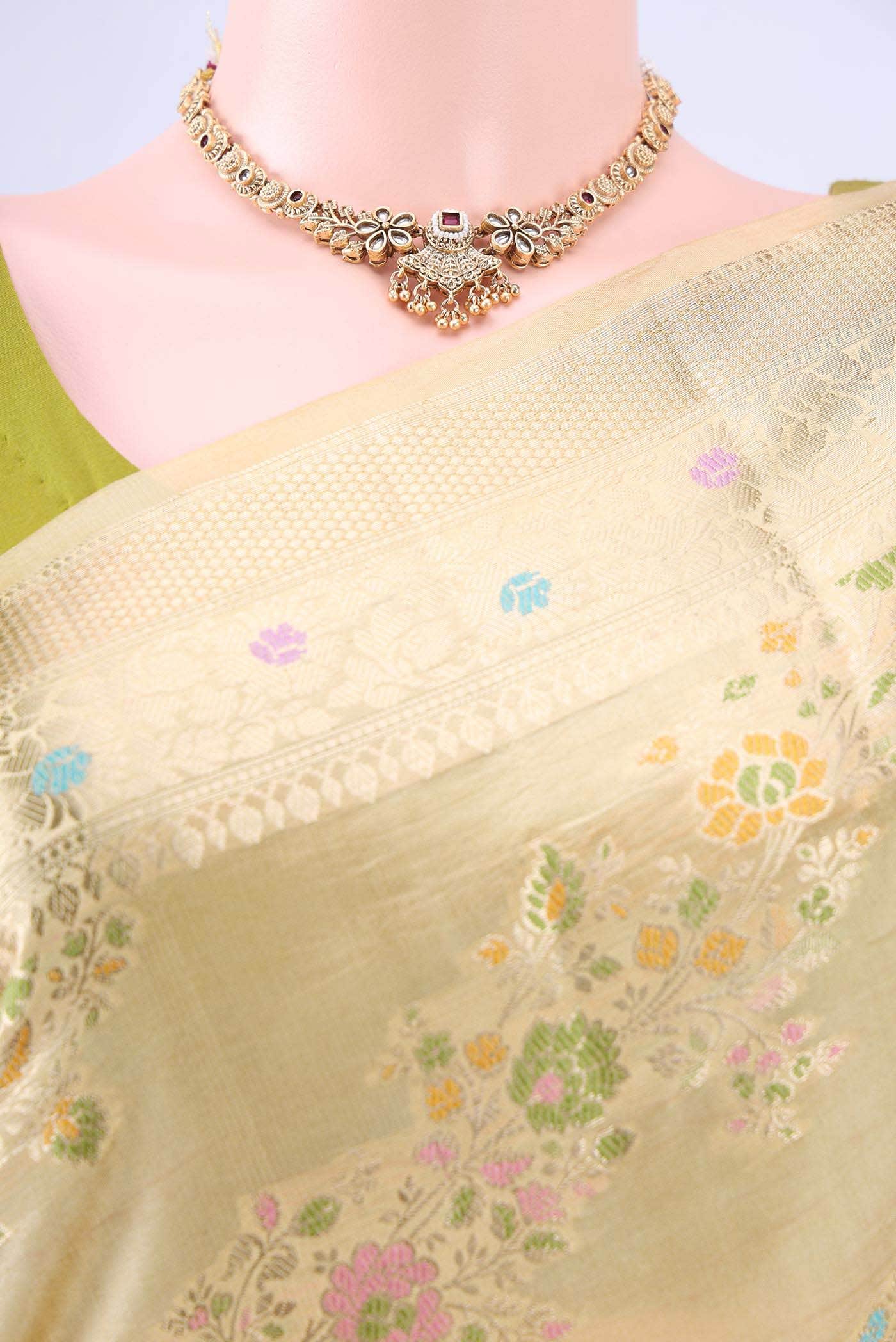 Beige Banarasi Raw Silk Saree