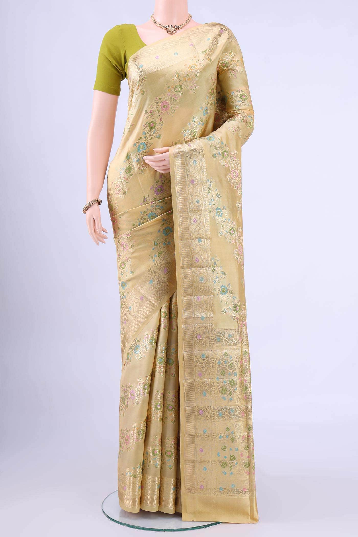 Beige Banarasi Raw Silk Saree