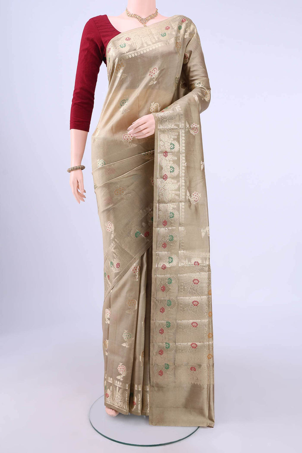 Beige Banarasi Silk Saree