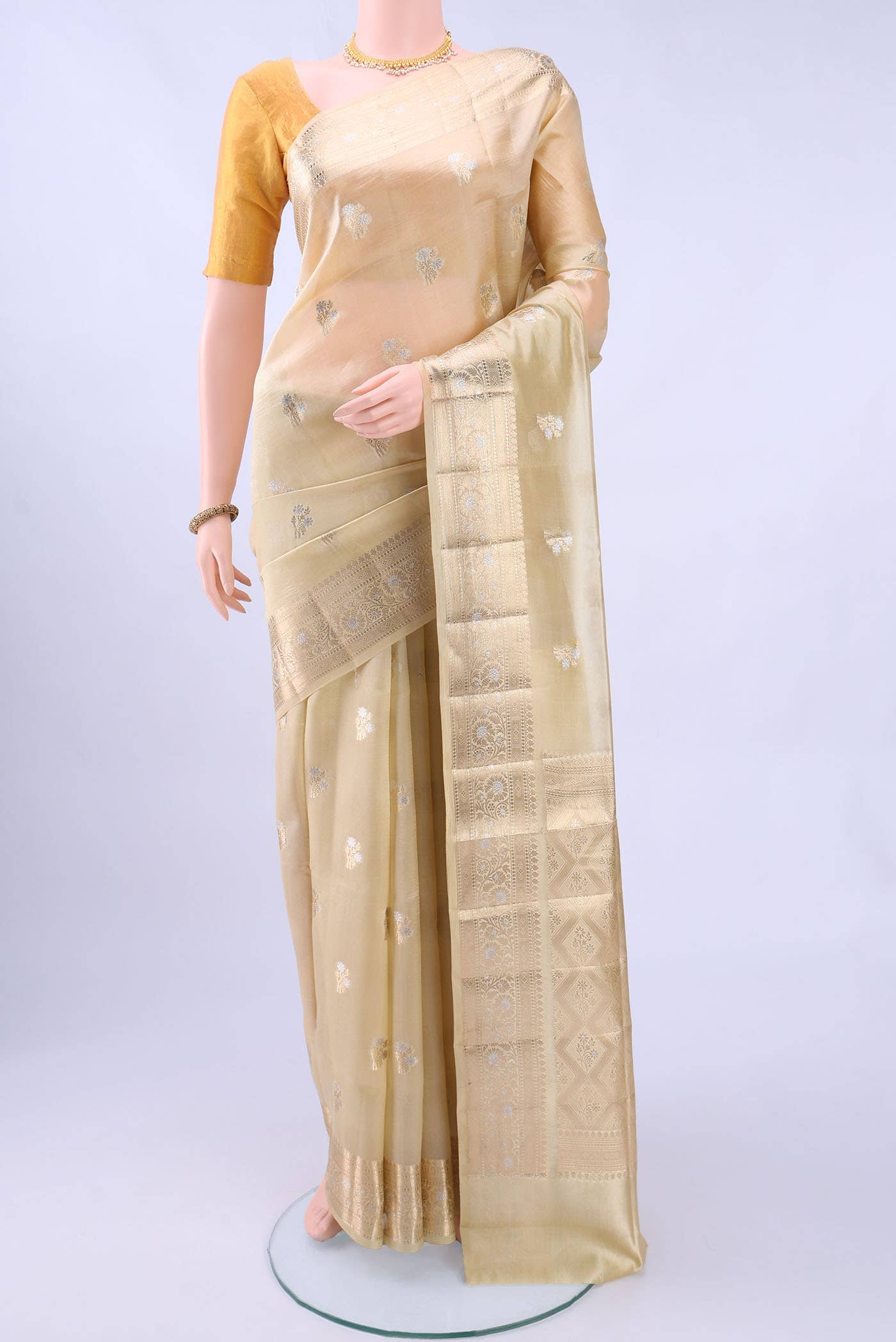 Beige Banarasi Raw Silk Saree