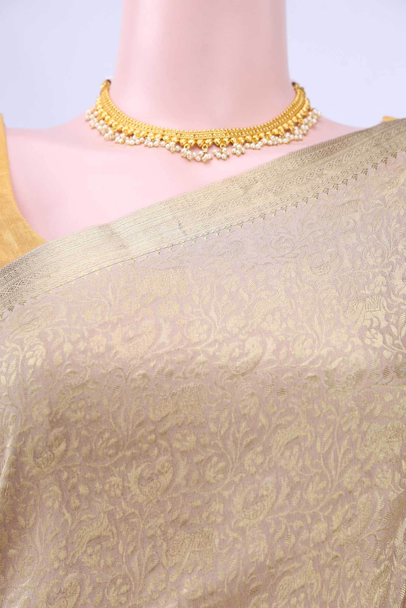 Beige Mysore Crepe Saree