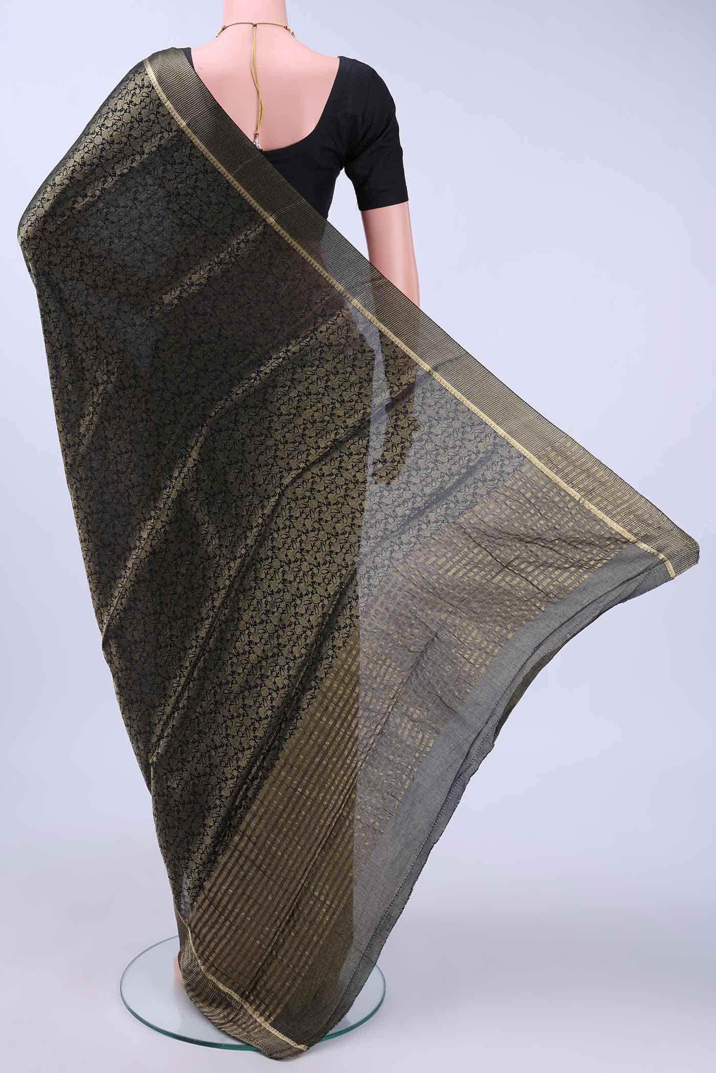 Black Mysore Georgette Saree