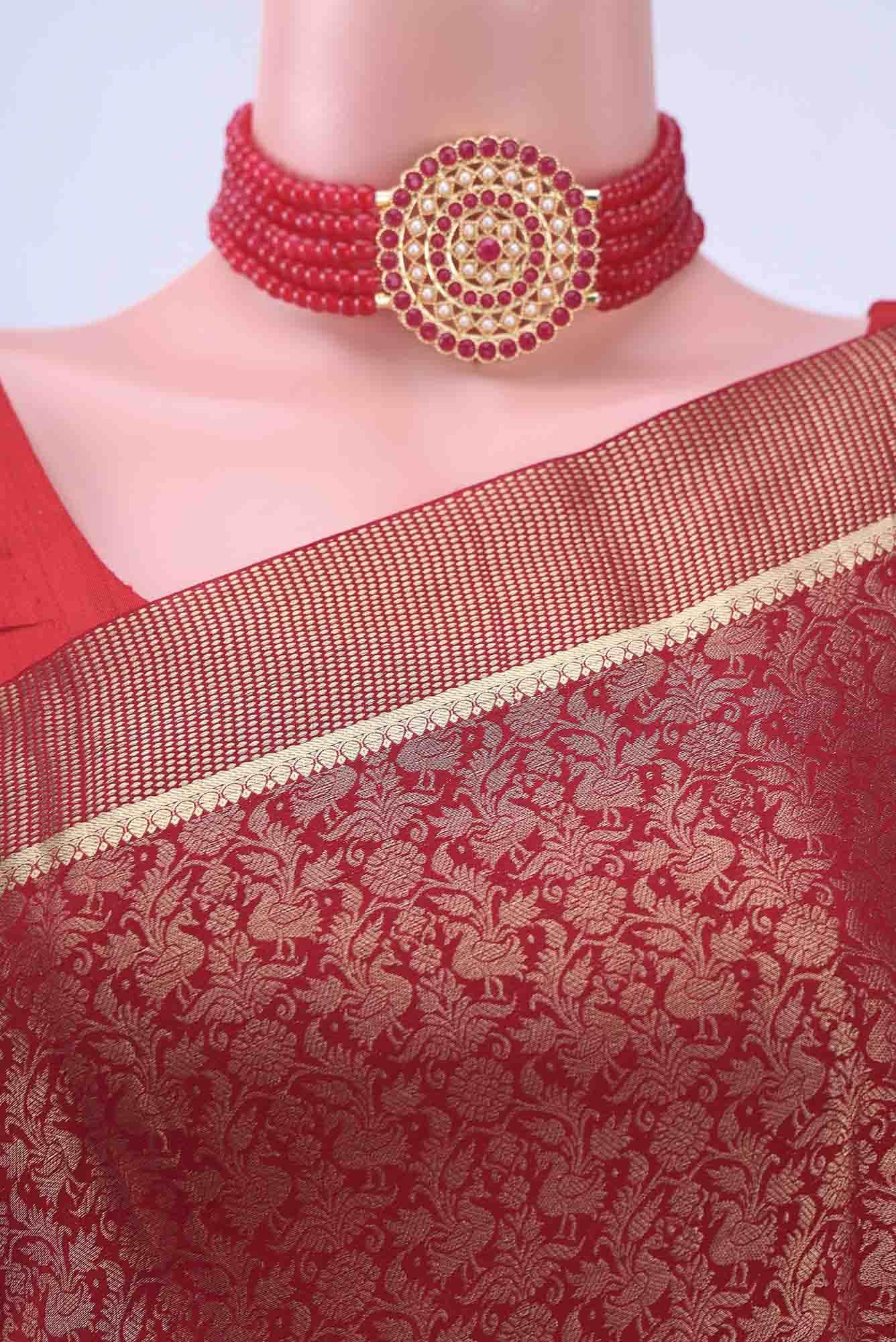 Maroon Mysore Crepe Saree