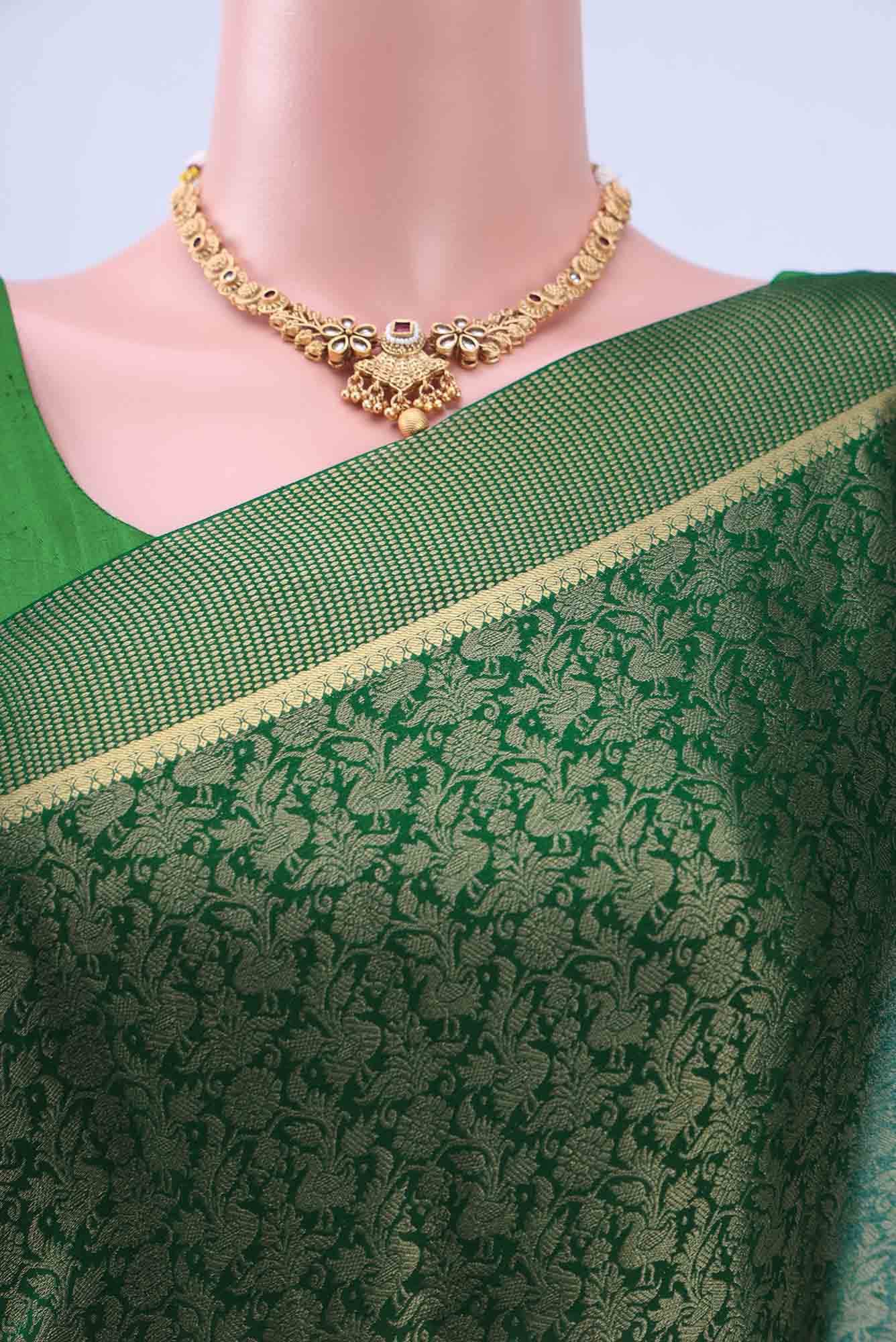 Bottle Green Mysore Georgette Saree