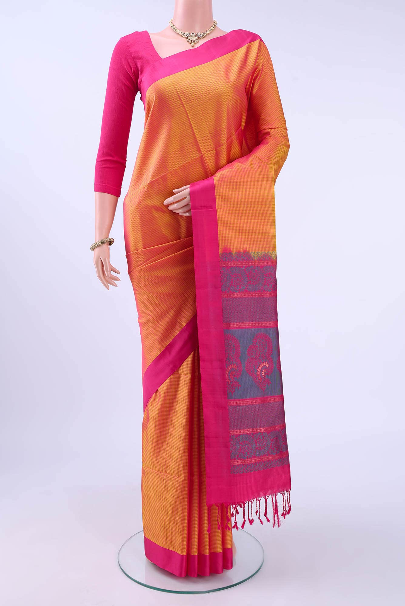 Brick Orange Soft Silk Saree
