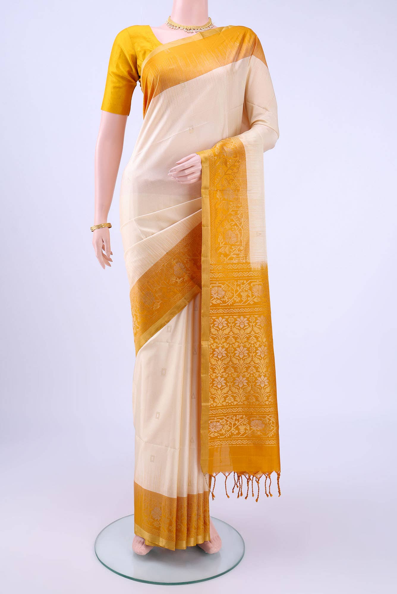 Off White Soft Silk Saree