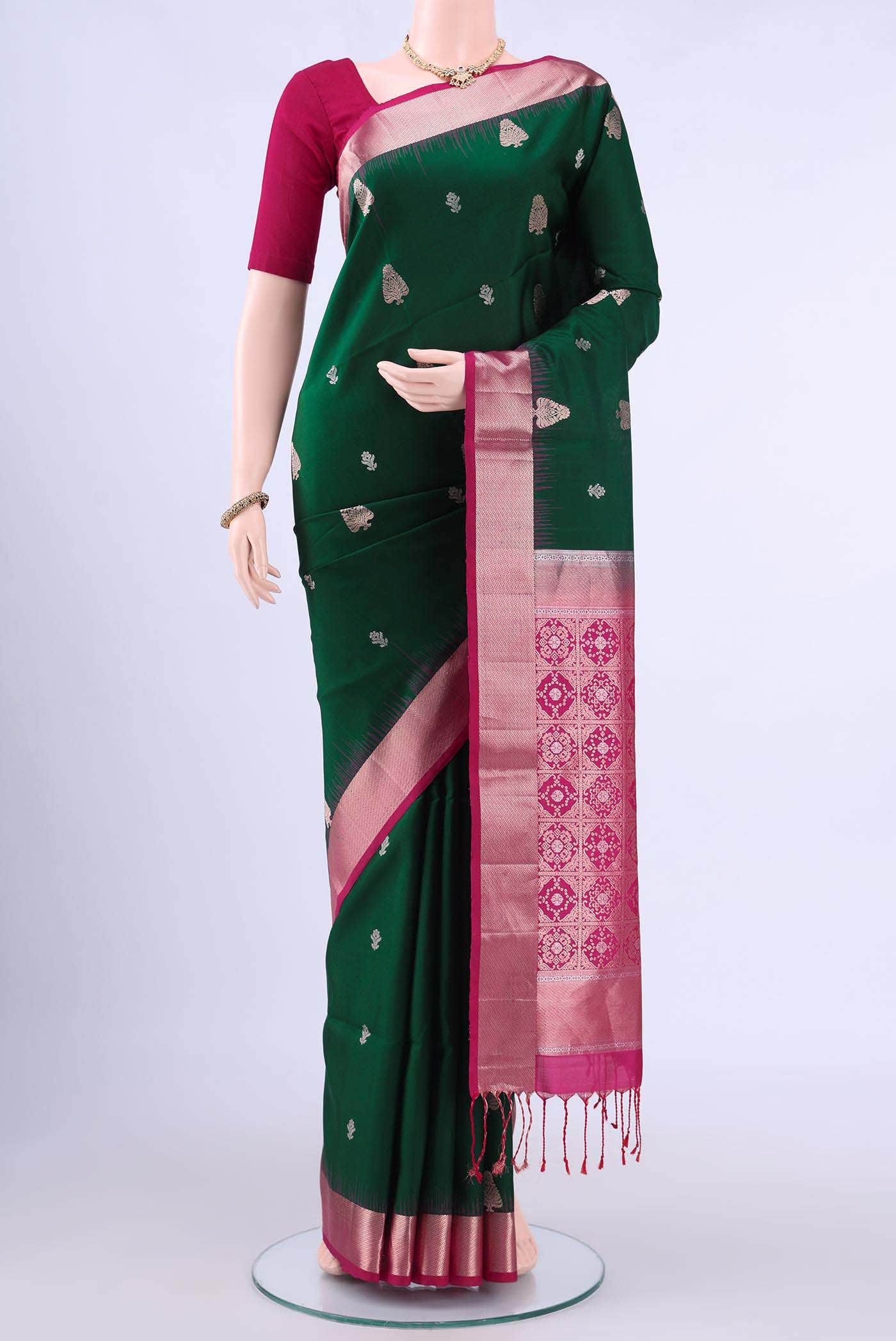 Bottle Green Soft Silk Saree