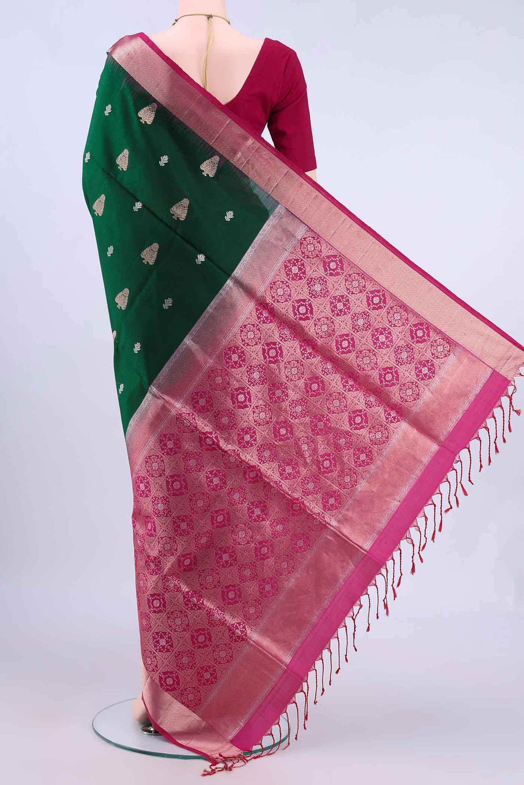 Bottle Green Soft Silk Saree