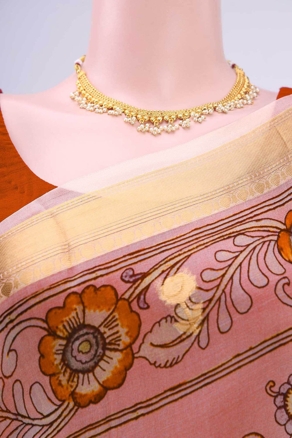 Peach Organza Silk Saree
